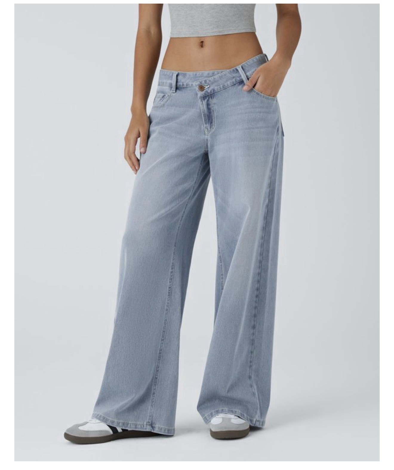 HALARA Flex Asymmetric Low Rise Baggy Wide Leg Jean Women’s Regular Length NWT
