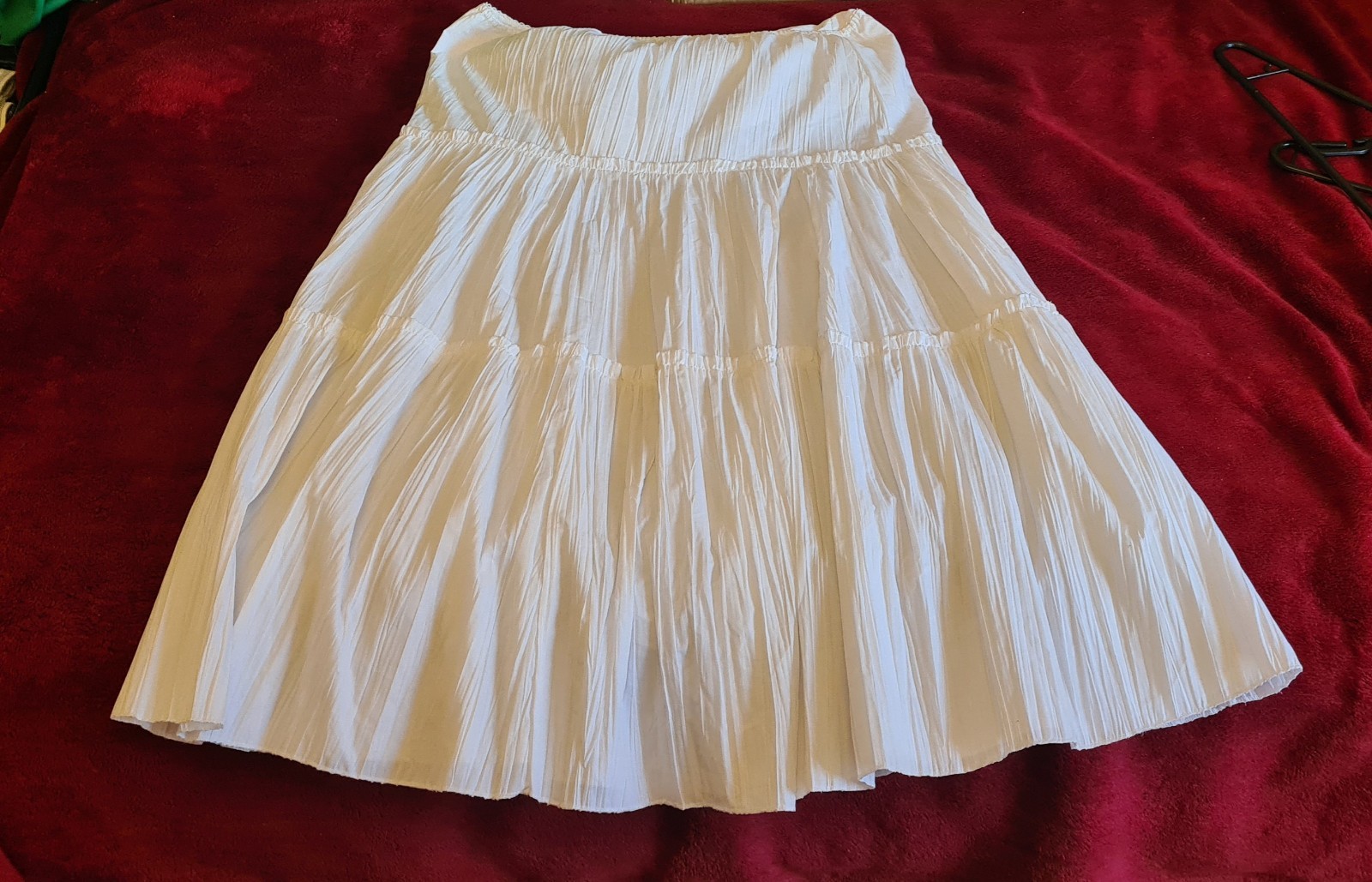 Vintage Cotton & Polyester Blend White Tiered Skirt Size 12