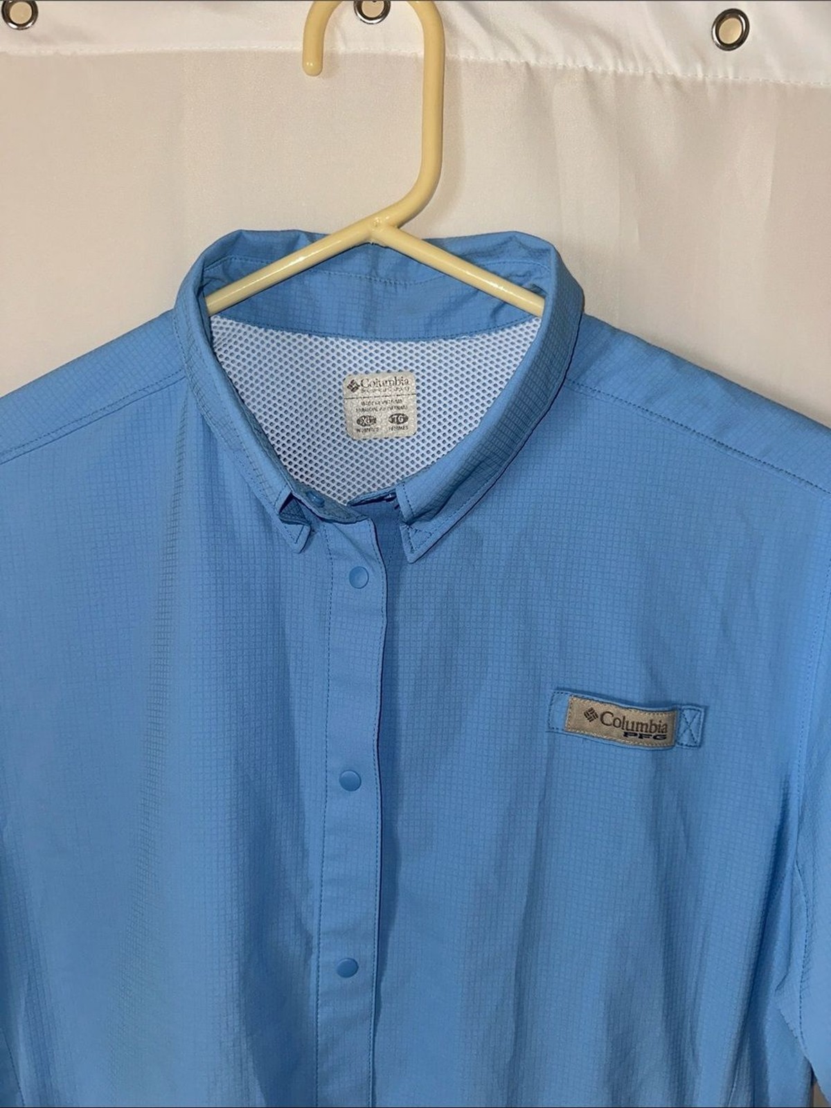 Columbia PFG Women’s Blue Vented Fishing Shirt Short Sleeve Size Large