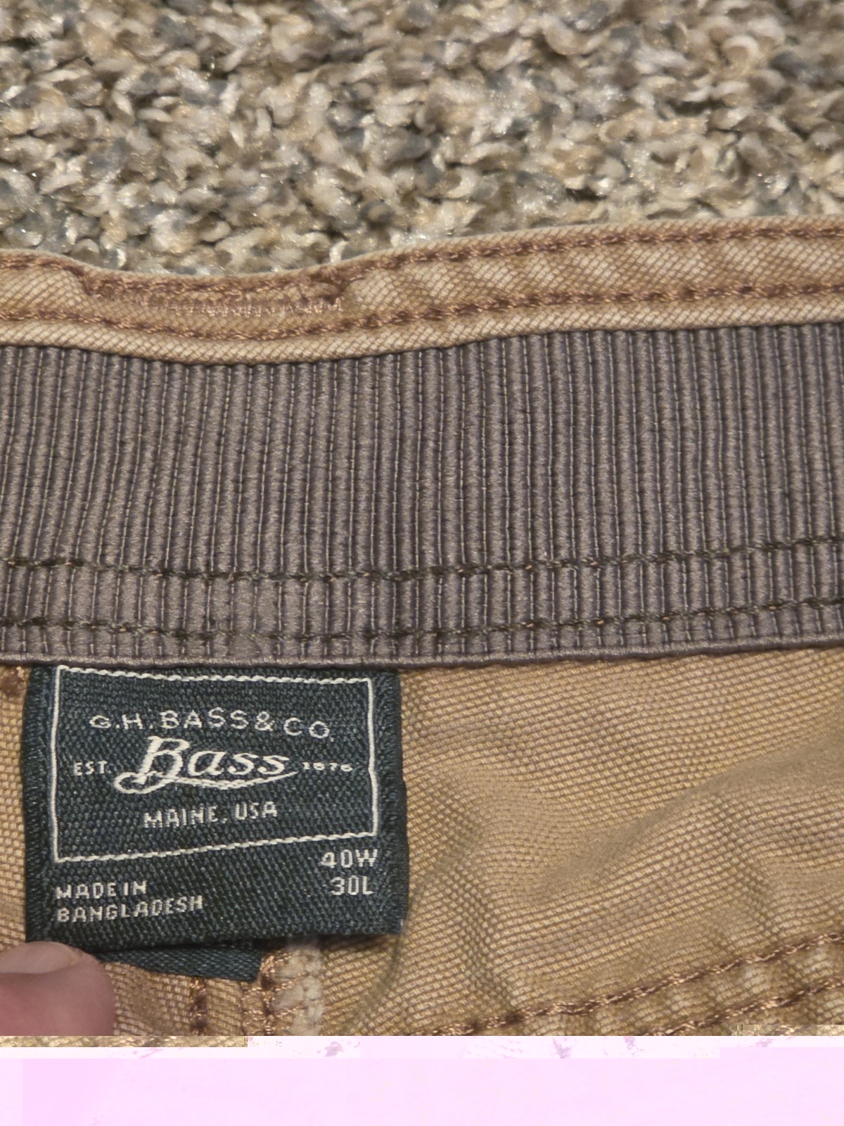 GH Bass Co Mens Canvas Work Pants Khaki Utility Hiking Trail Carpenter 40wx30L