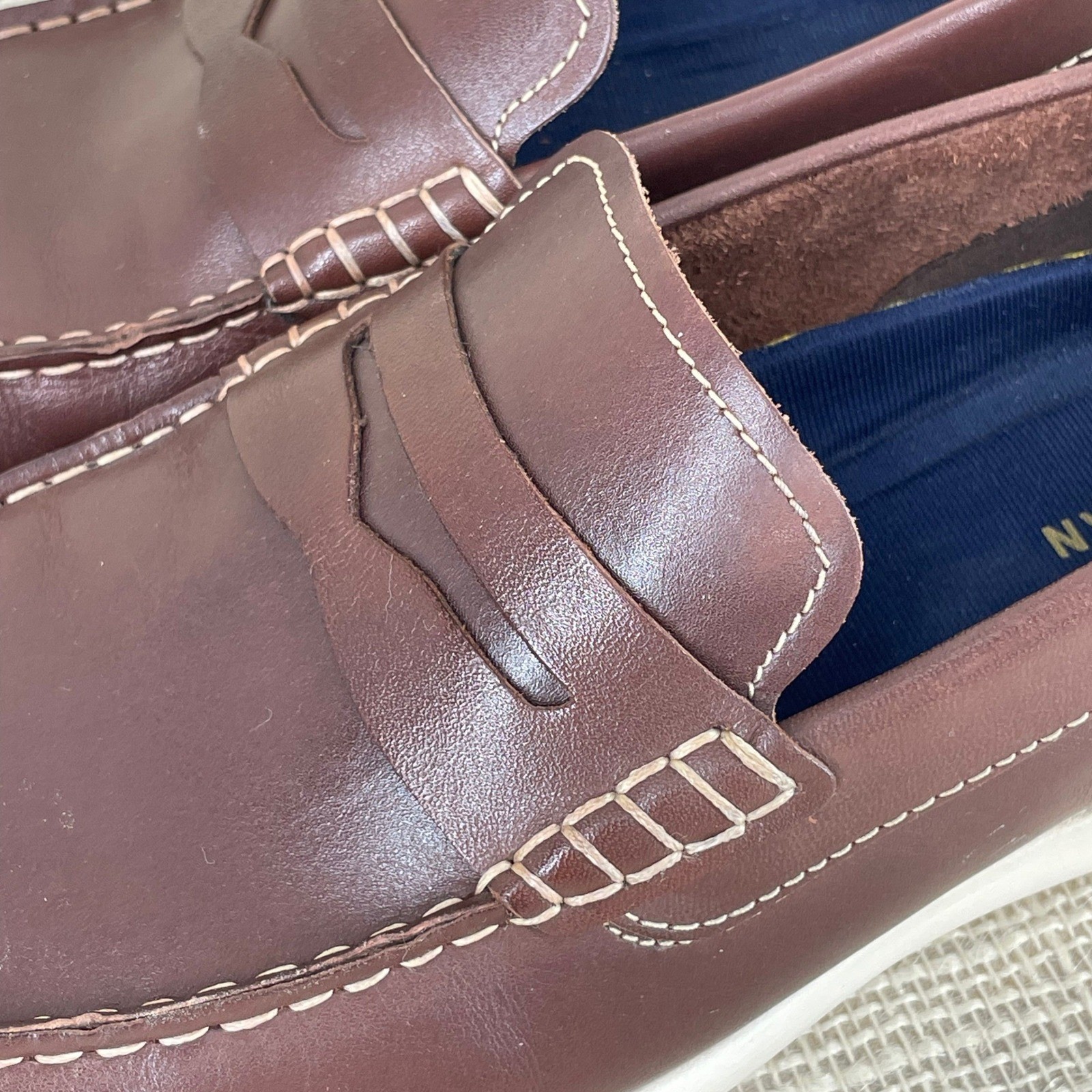 Cole Haan Grand Atlantic Penny Loafers Mens 8.5 Mahogany Brown Leather C33028