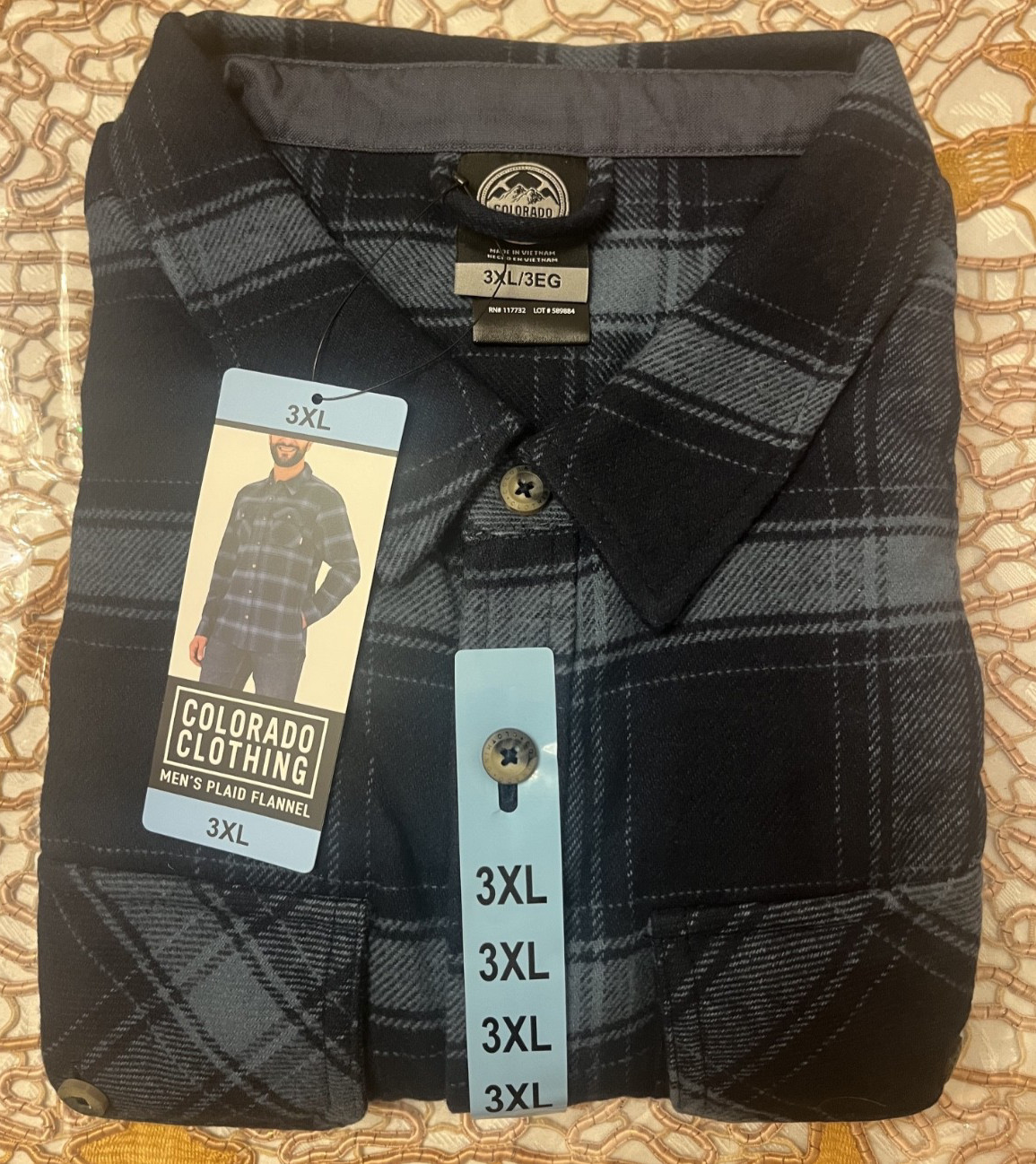Colorado Clothing Men’s Plaid Flannel Brushed Fabric Long Sleeve Shirt, Blue,3XL