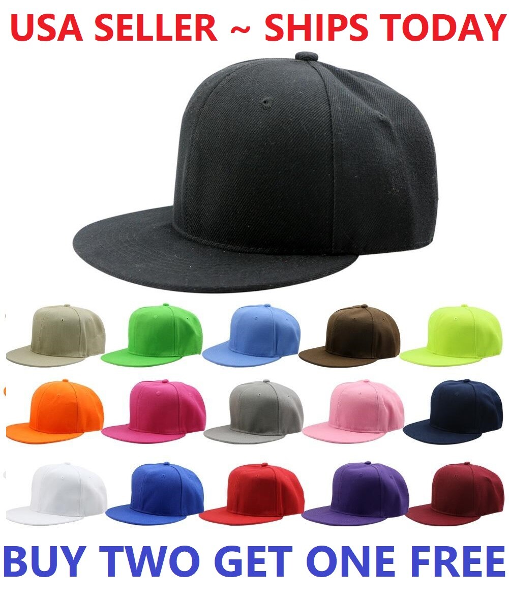 Snapback Hat Classic Hip Hop Style Visor Flat Baseball Cap Solid Blank Hats New