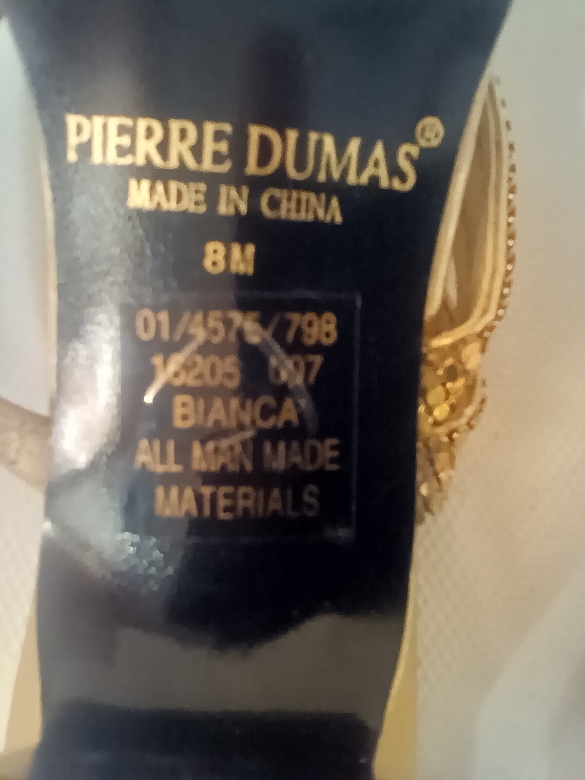 Pierre Dumas gold strappy backless sandals 8M 2.5″ heel all man made materials