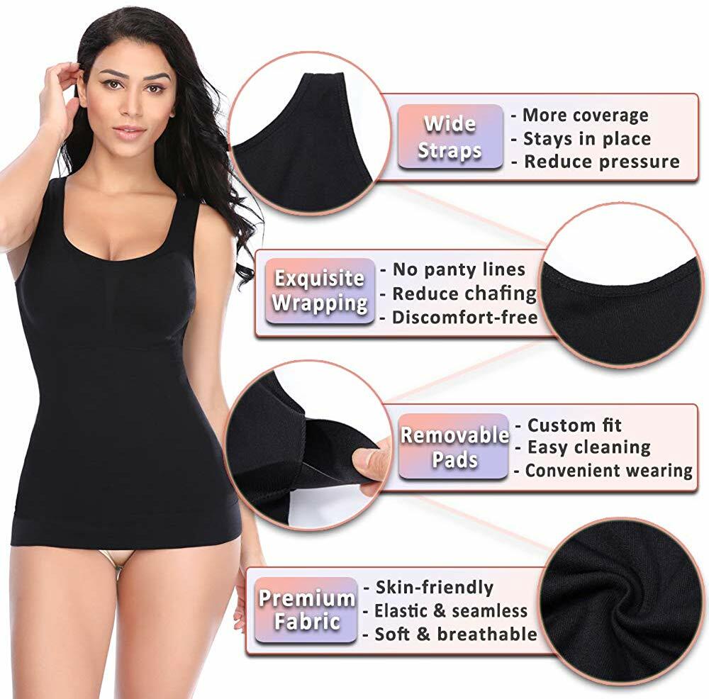 Women’s Genie Slimming Body Cami Shaper Vest Shapewear Tummy Waist Camisole Tops
