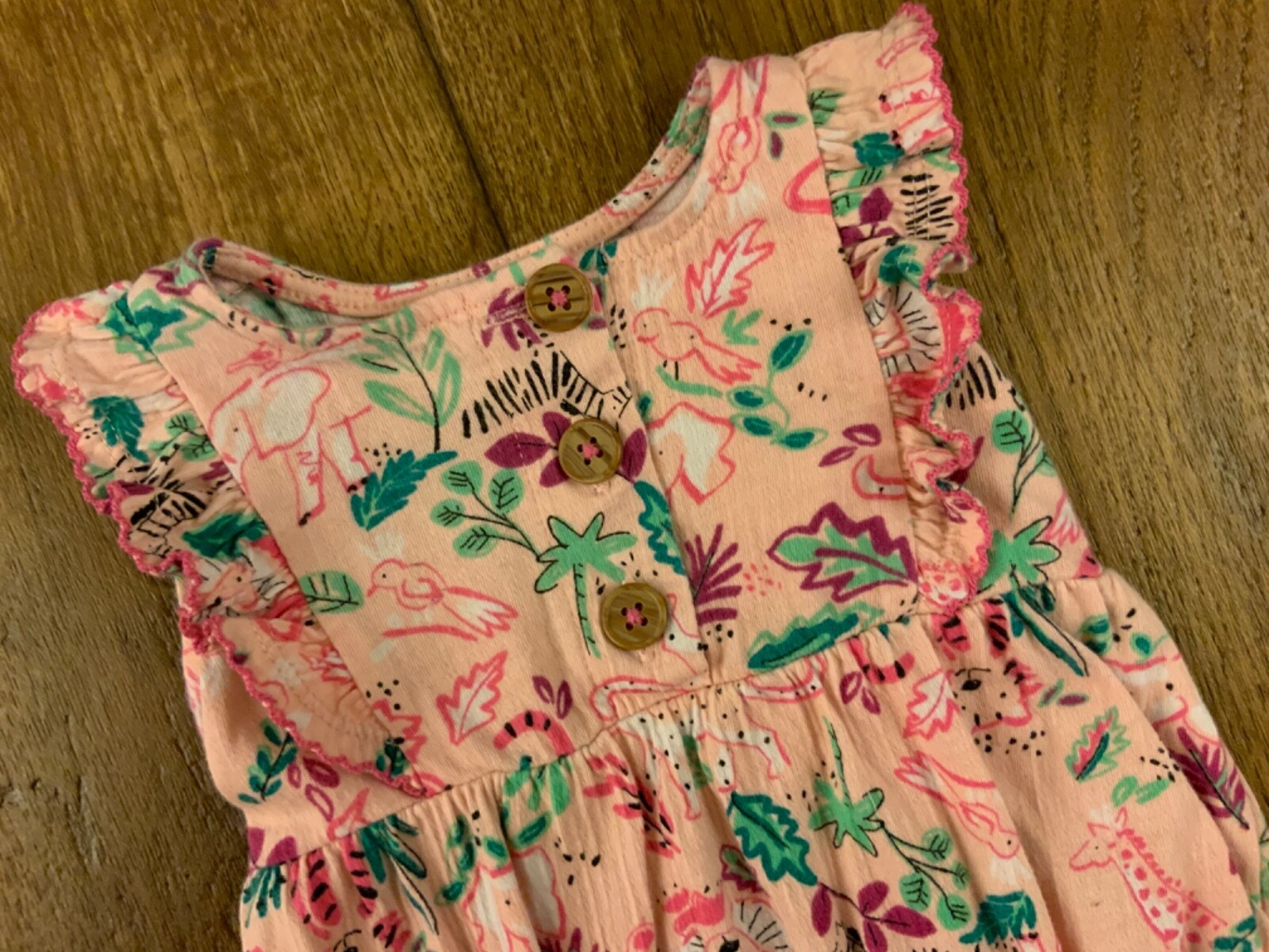 Wonder Nation Girl Romper Outfit 0/3 months Summer Jungle Safari Animals One PC