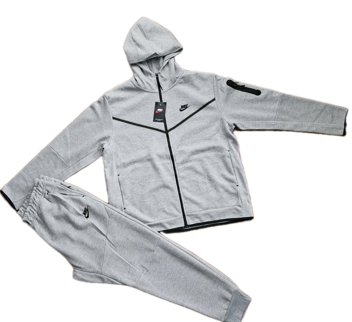 New Nike Tech Cotton Sweat Suit Hoodie & Joggers Men’s Gray Medium.