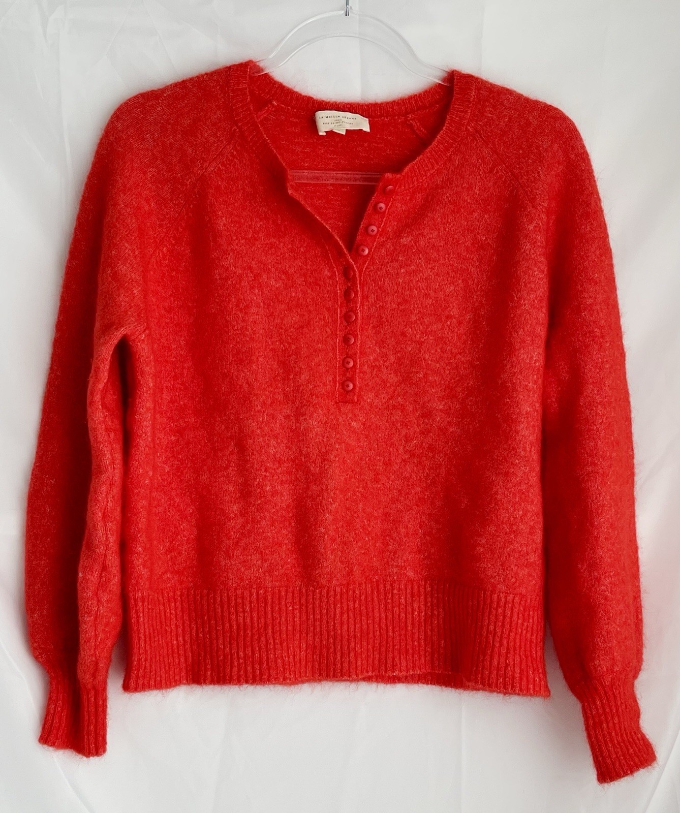 La Maille Sezane Paris Rue SaintFiacre Watermelon Red Mohair Wool Sweater S READ