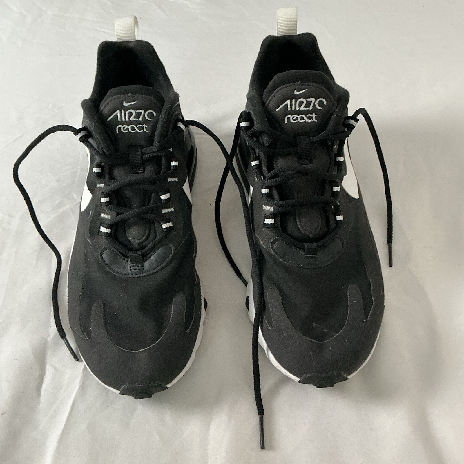 Nike Air Max 270 React Black White Athletic Running Shoes Womens Size 8