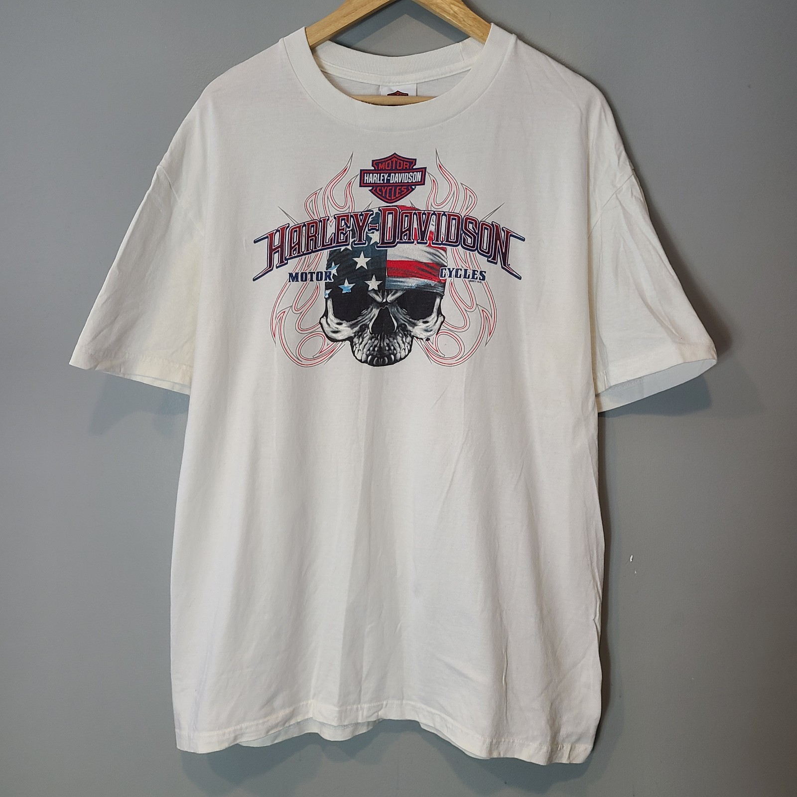 Harley Davidson Motorcycles Detroit Michigan 2011 Biker White T-Shirt XL