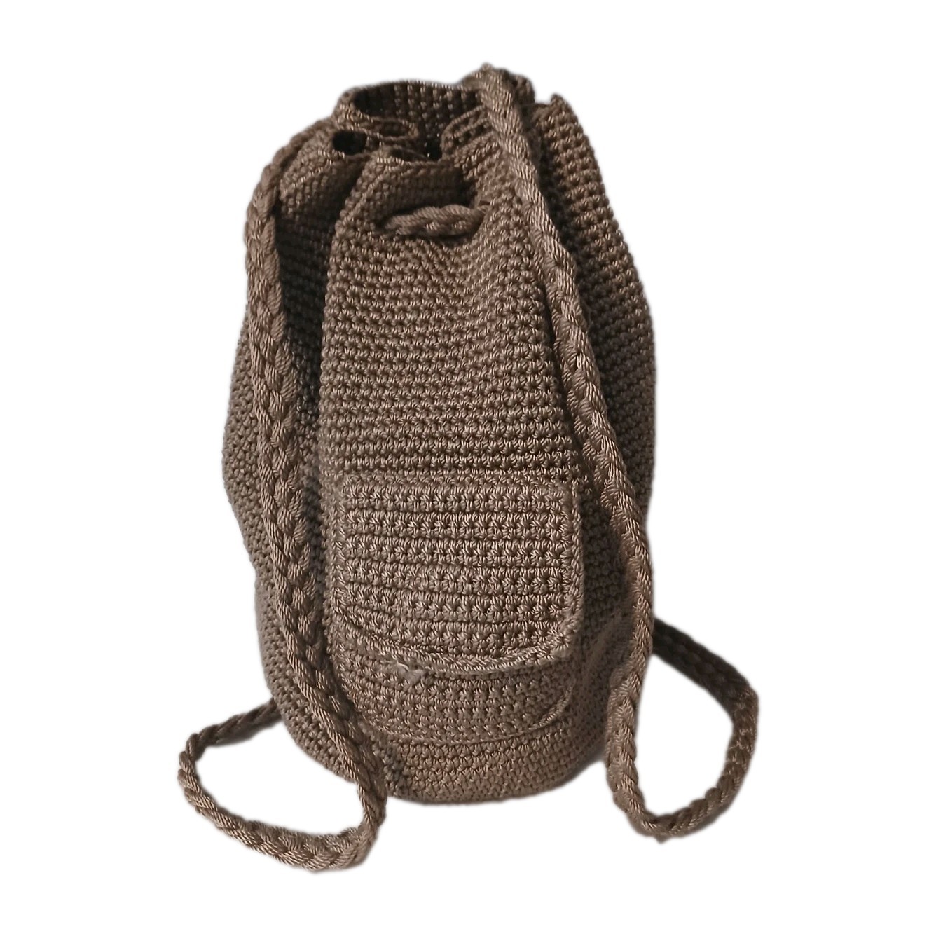 The Sak Crochet Backpack Light Brown Drawstring Tight Woven Purse Boho Sm Defect