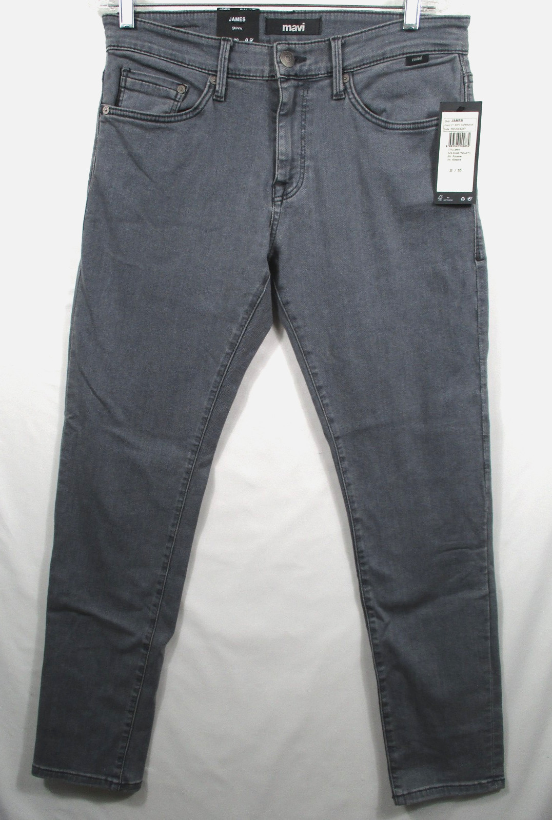 -NWT Mavi JAMES Skinny Men’s Jeans Lt Grey Supermove Sz 32×32
