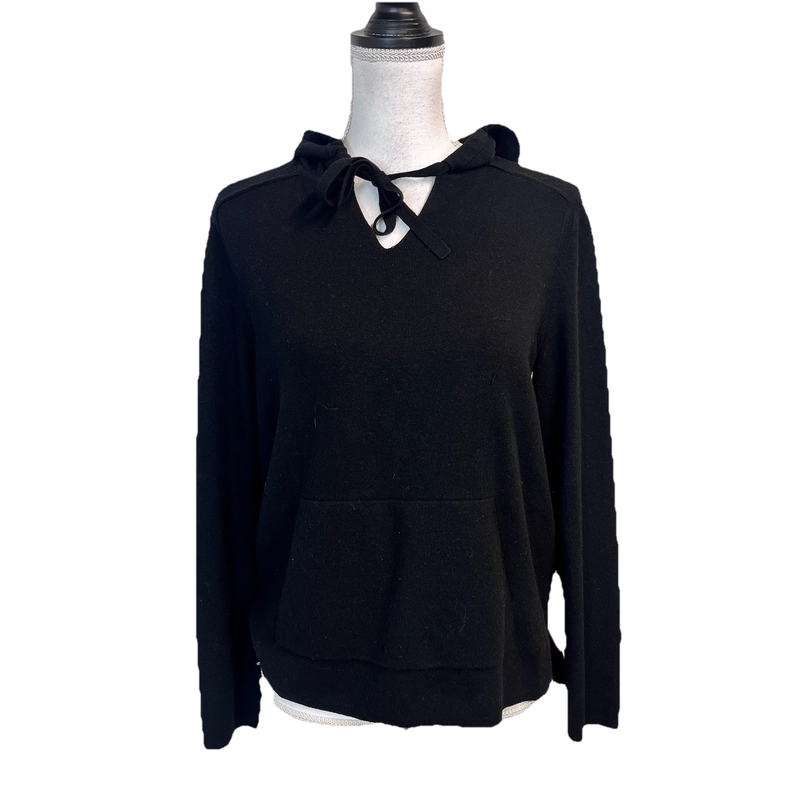 Banana Republic Pullover Sweater Hoodie size Small Black Kangaroo Pocket Boho