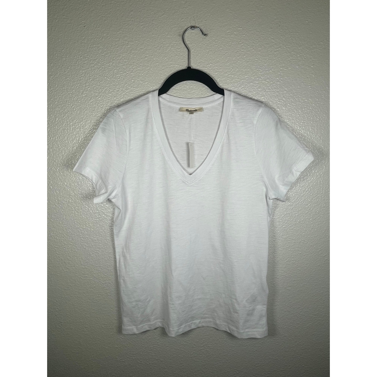 NWT Madewell The Easy V-Neck Tee in Soft Slub White Small