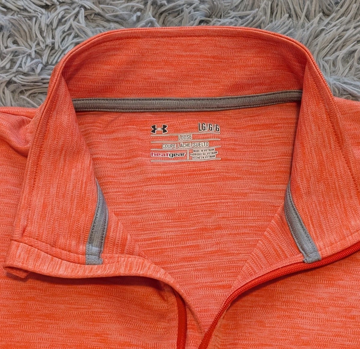 Under Armour Men’s Large UA Tech HeatGear 1/4 Zip Pullover Orange Heather Loose