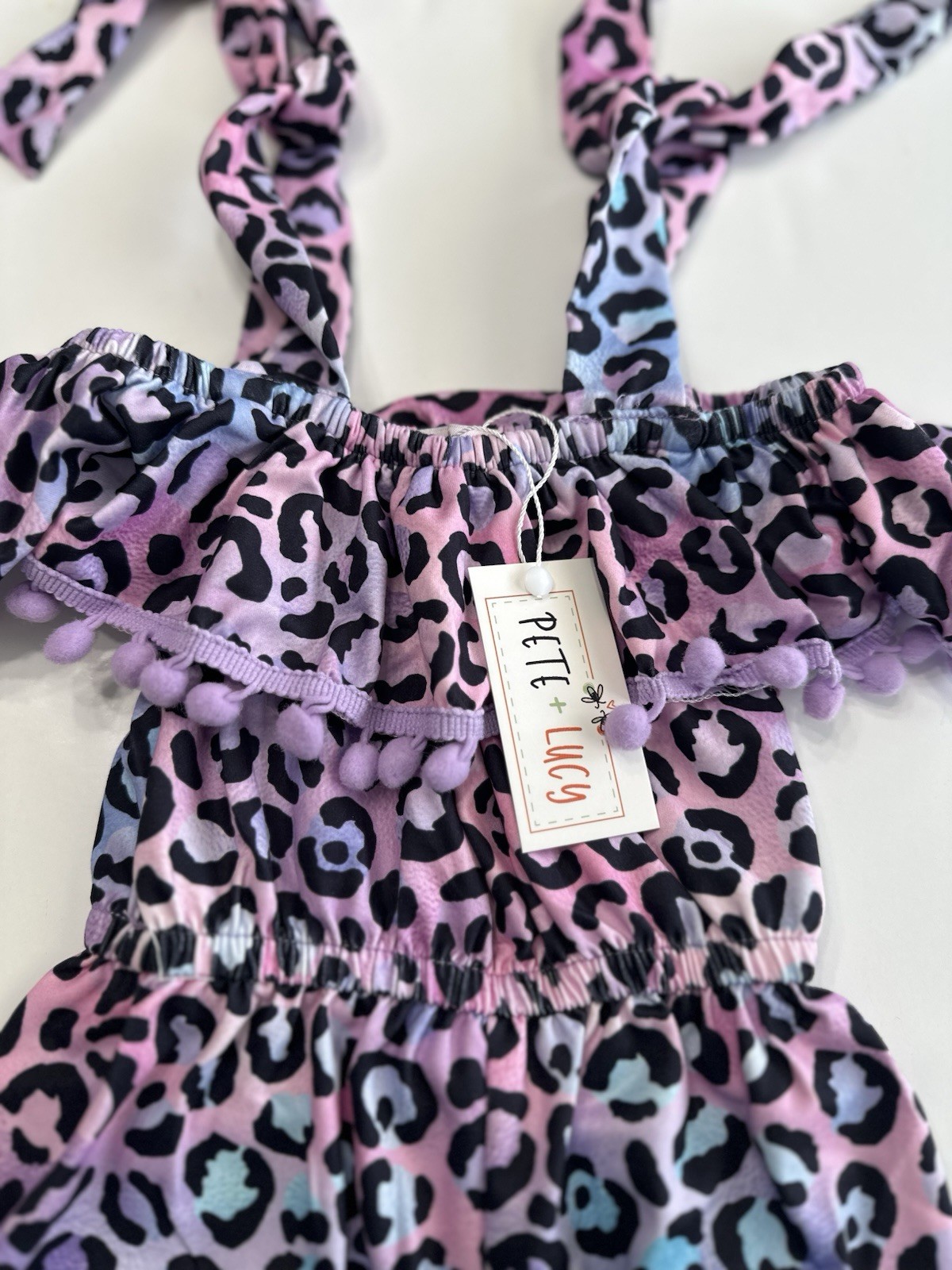 Pete & Lucy Free Purple Leopard Baby Romper Size 0-6 Months NEW NWT