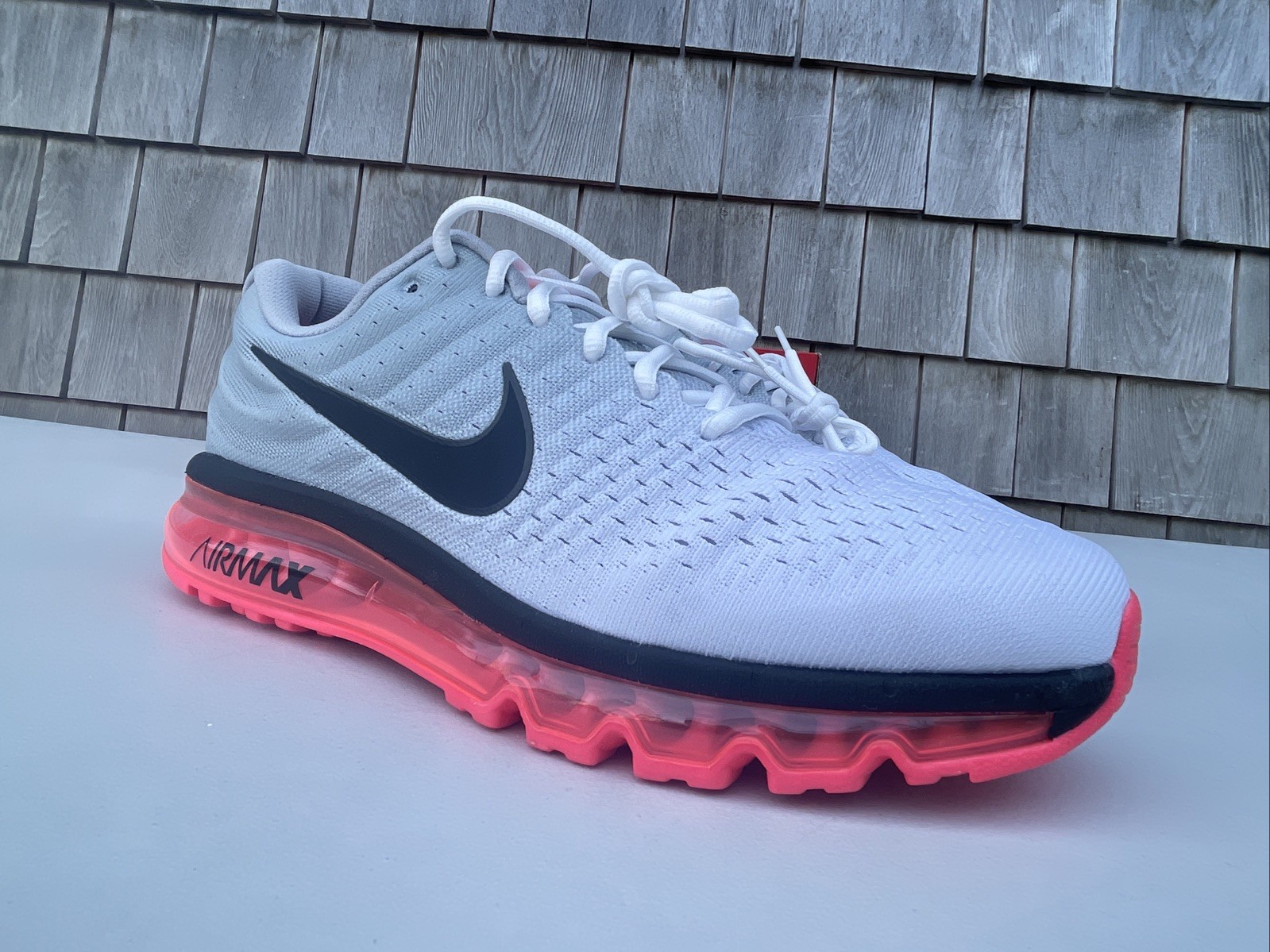 Nike Air Max 2017 Running Shoes White Grey Pink 849559-106 Men’s Size 15 NEW