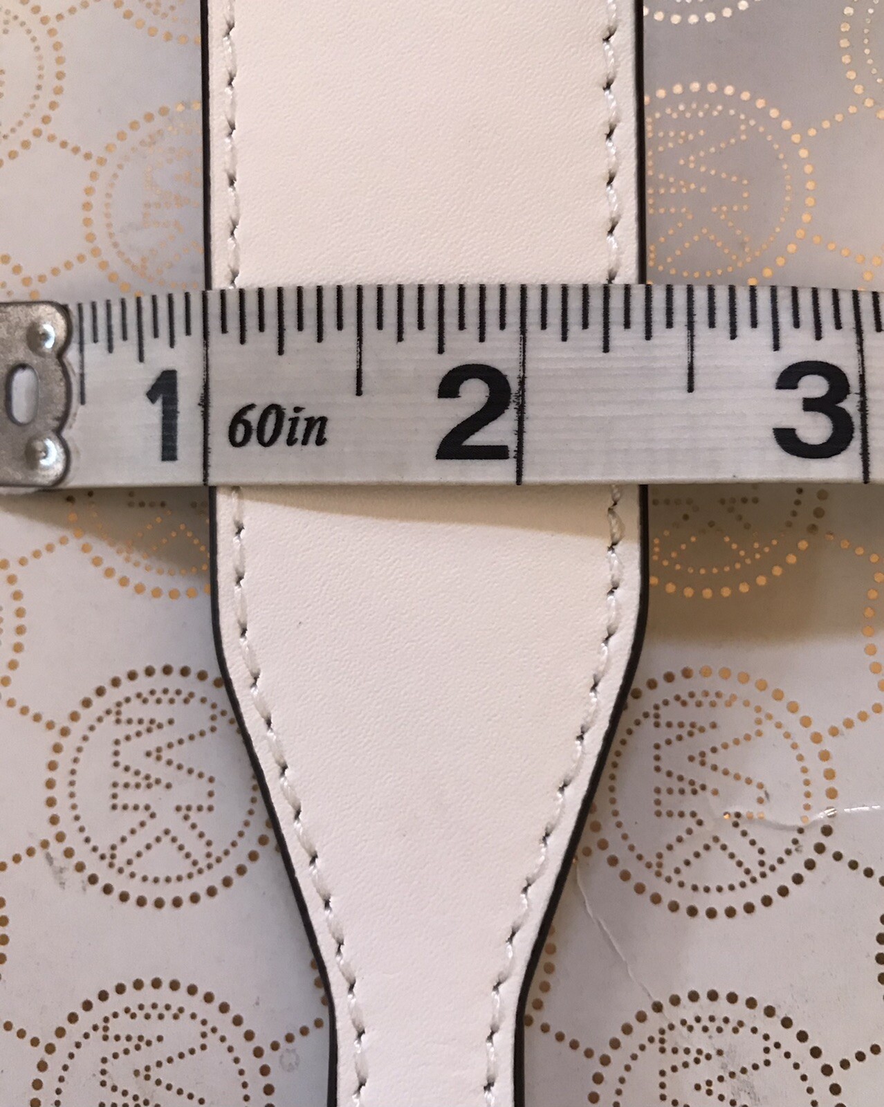 37”x1 3/8”Wide Michael Kors Silver Hardware White Leather Handbag Shoulder Strap