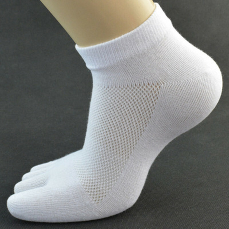 100% Cotton Low Cut Five Finger Toe Sport Breathe Solid Ankle Women Socks 5 Pack