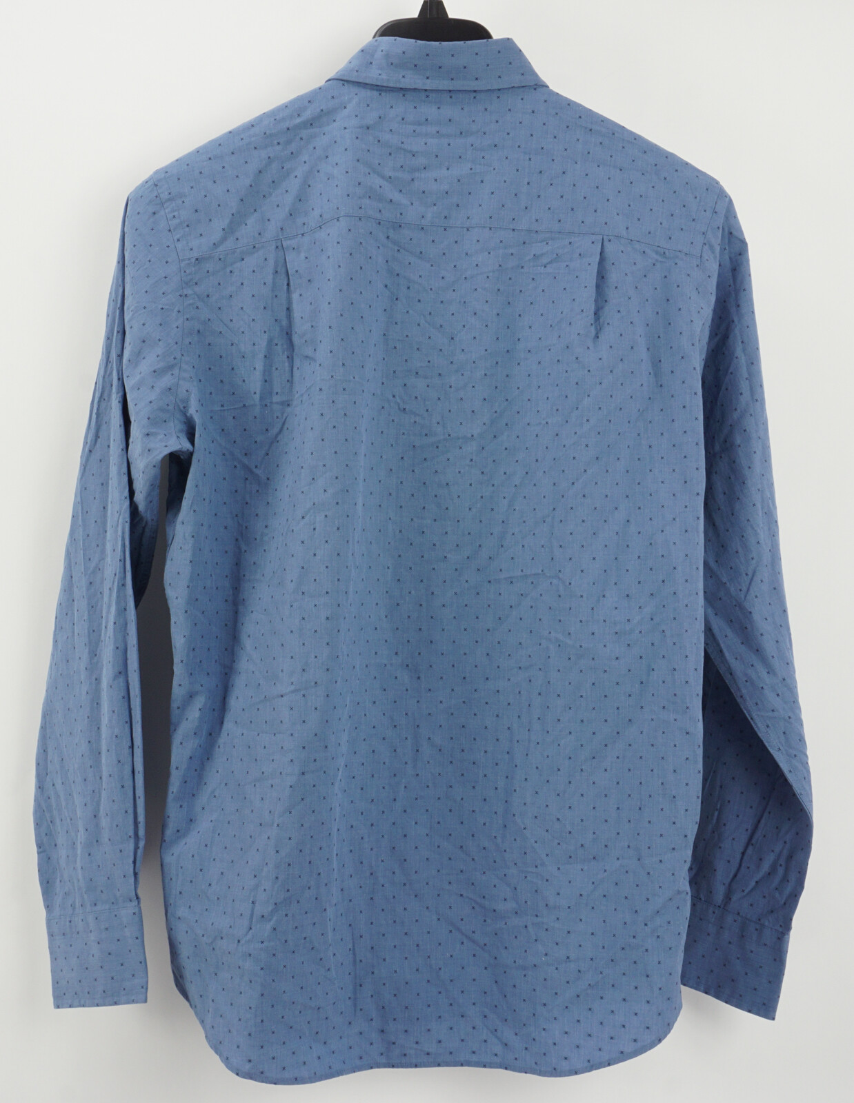 New David Donahue Heathered Dobby Fusion Shirt Men’s Medium Poplin Denim Blue