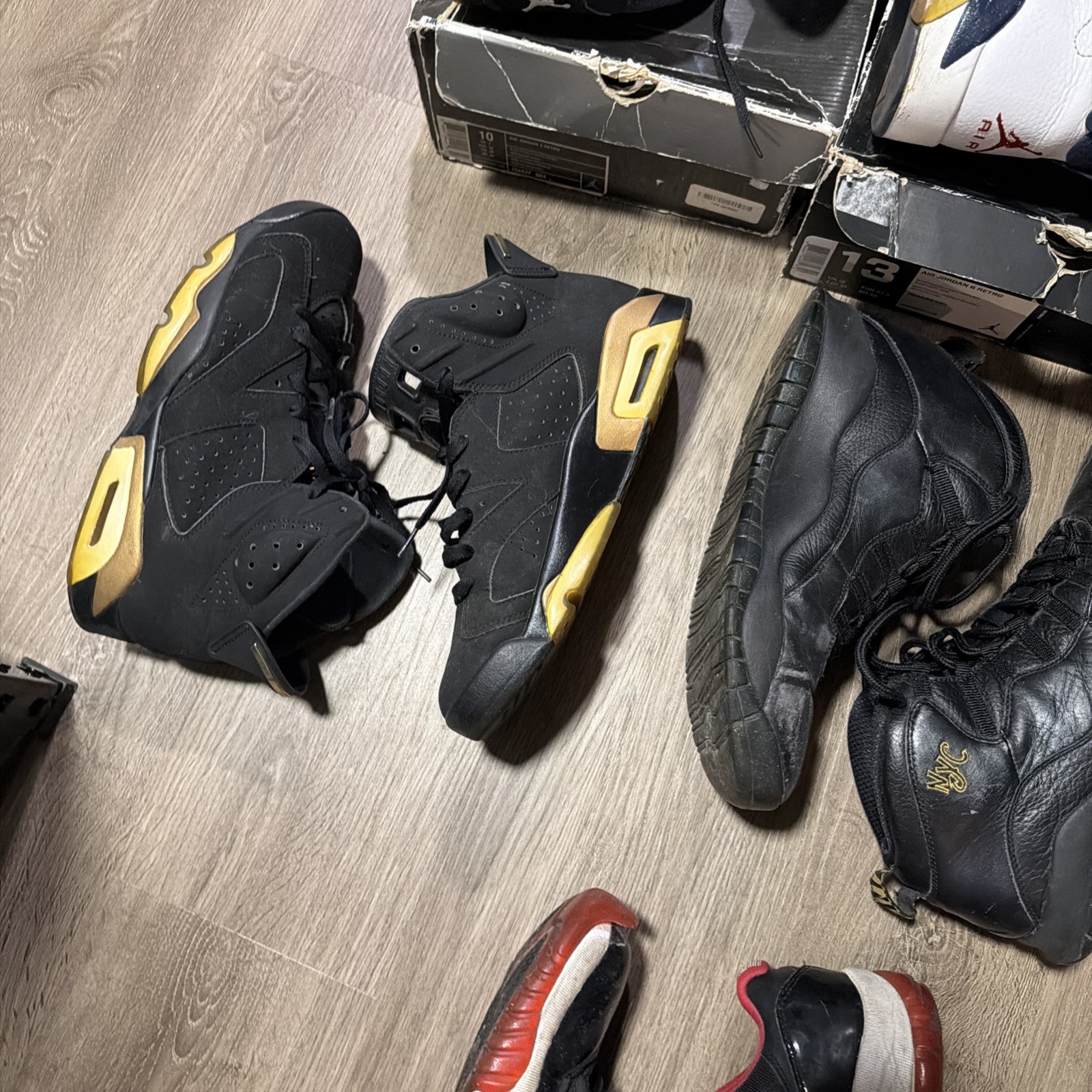 Air Jordan Bundle Lot 10 Pairs For Restoration Vintage OG Box Sizes 10-14 Bred