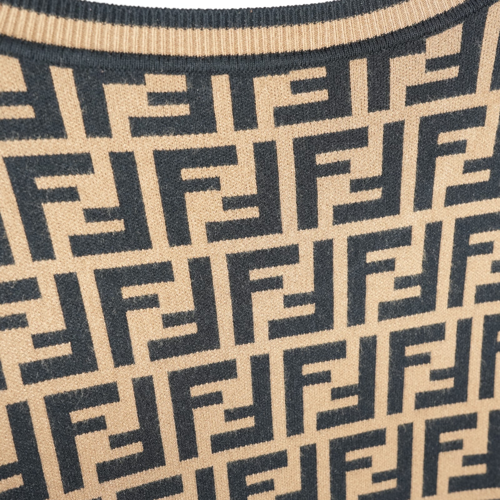 Fendi FF Zucca Maxi Dress Viscose Knitted Brown Black Size 14 US