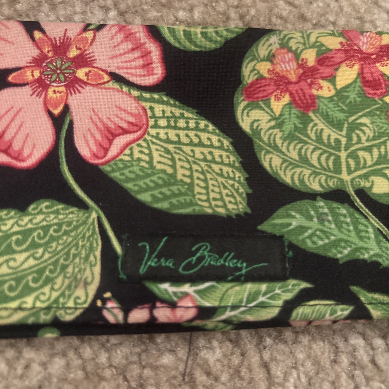 Vera Bradley “Botanica” Checkbook Cover Floral & Black Retired 3.5 X 6.75″