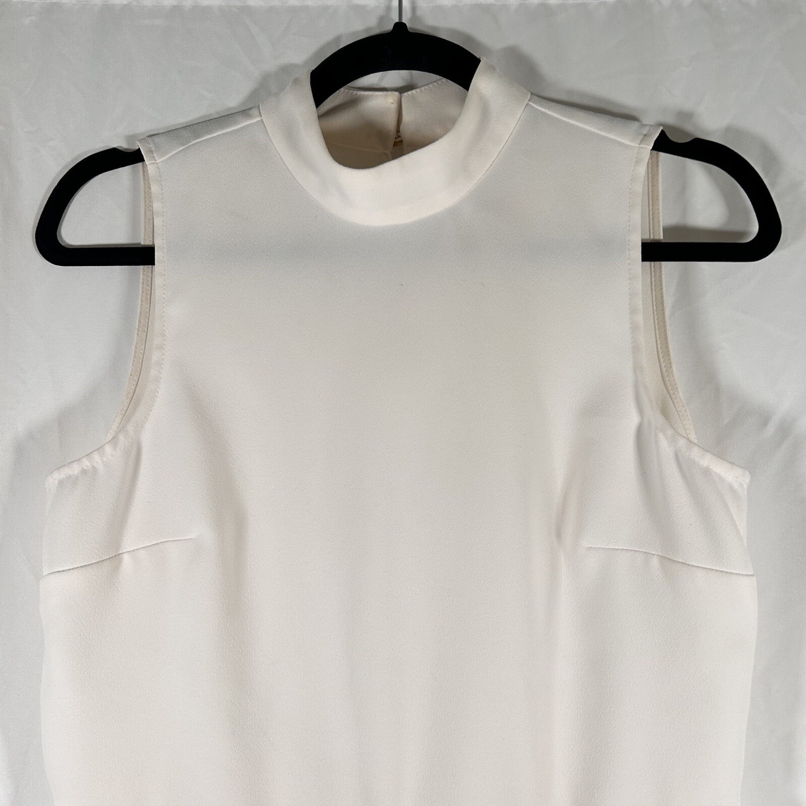 J Crew Blouse Women’s XS Ivory White Sleeveless High Neck Polyester Top