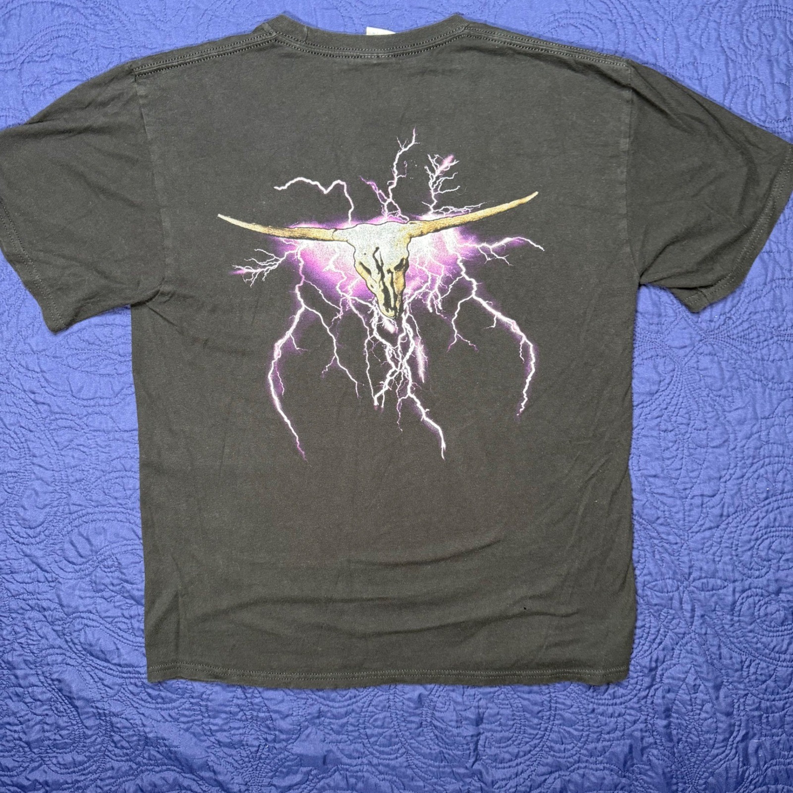 Brooks & Dunn Country Music Graphic T-Shirt Black Purple Lightning Mens M Faded