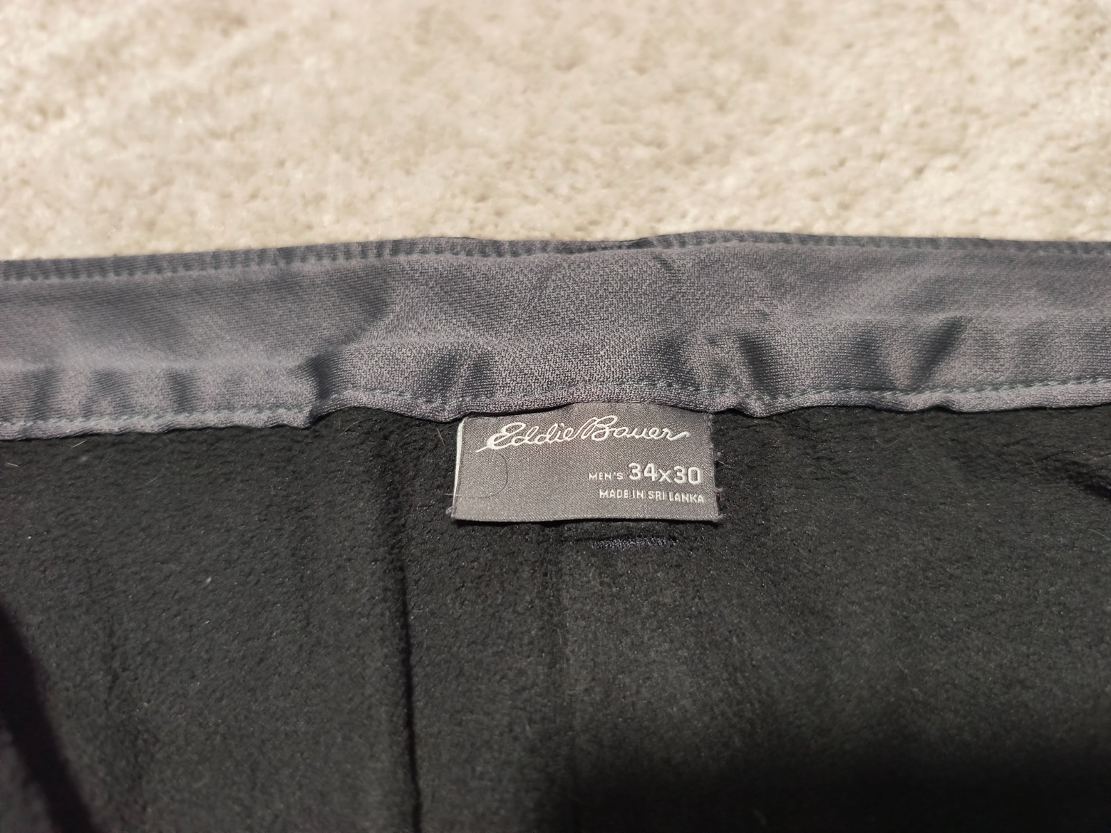 Eddie Bauer Men’s Tech Pant 34×30 Fleece Lined 2-Way Stretch Black