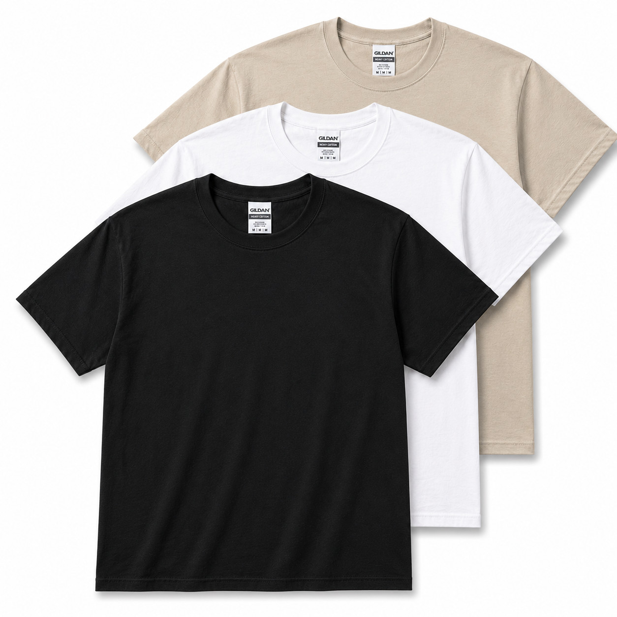 Gildan Heavy Cotton 5000 T-Shirt 3 & 5 Pack Men’s Plain Crew Neck Cotton Tee