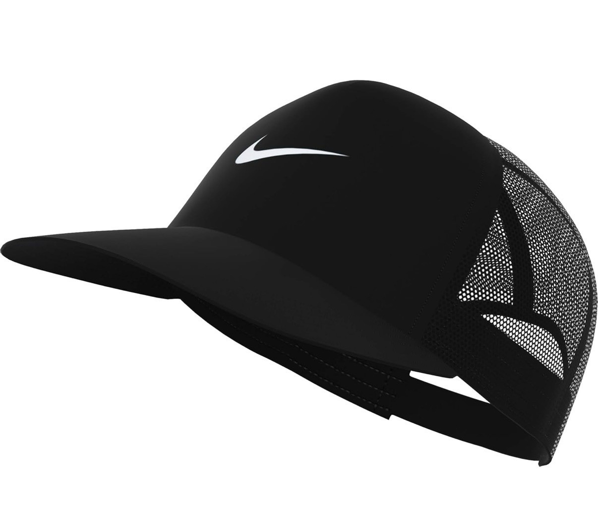 Nike Black Rise Trucker Cap Size M/L Embroidered Swoosh Snapback II1314-010