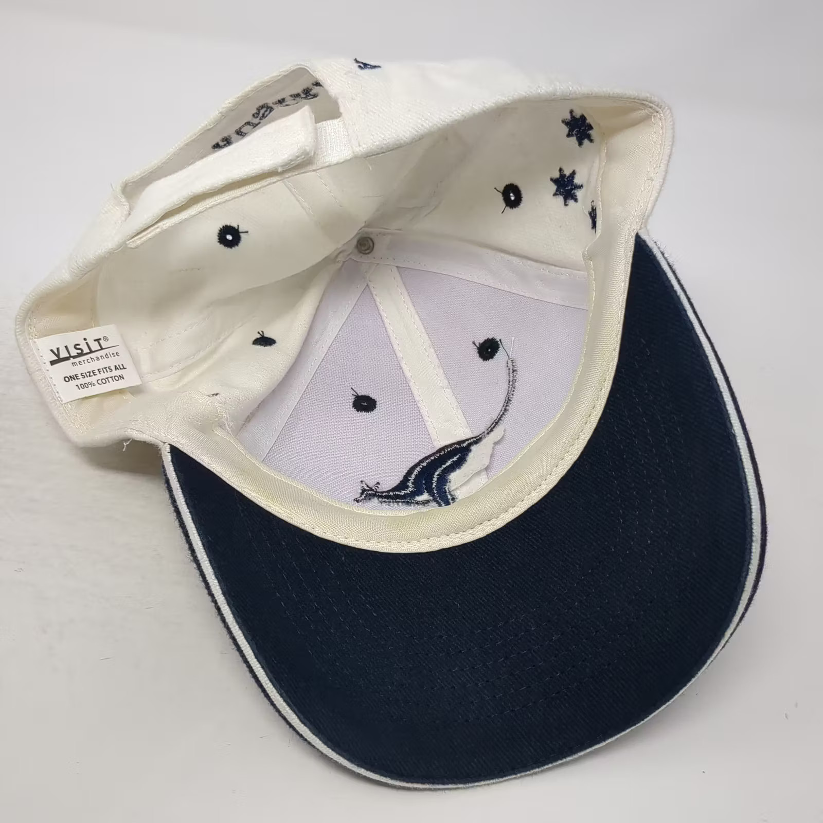 VISIT Baseball Cap White Blue OS Kangaroo Sydney Australia Cotton Strapback Hat