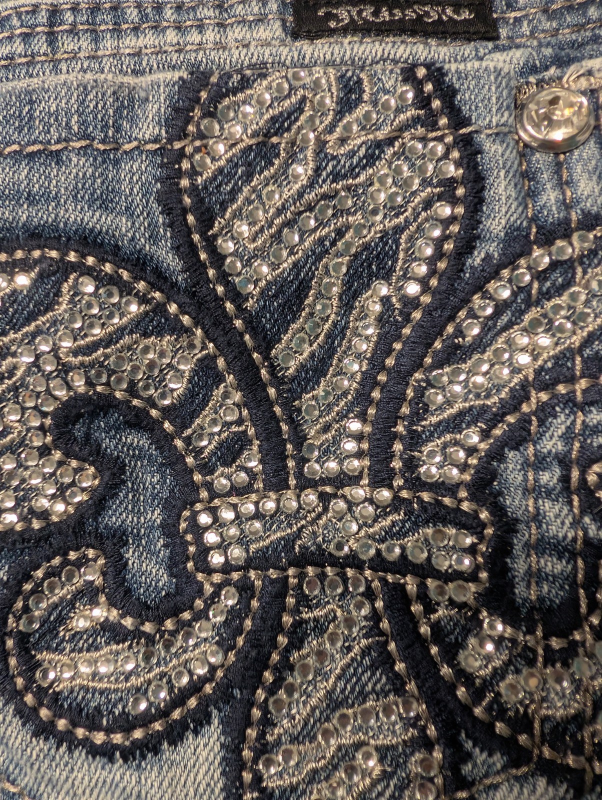 Miss Me Jeans – For Buckle Boot Cut Size 28 Bling Fleur De Lis 28/31 Vintage Y2K