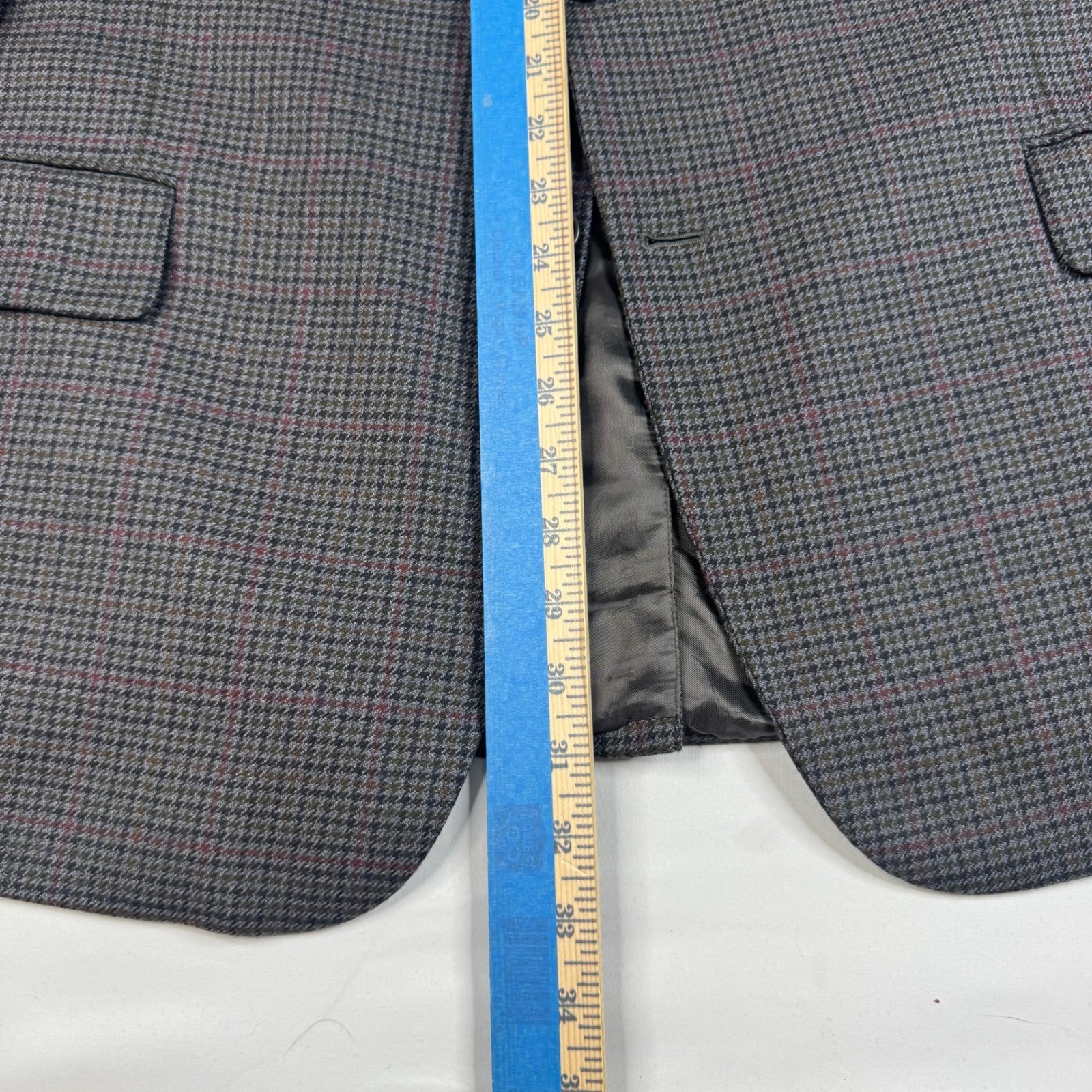 Brooks Brothers Wool Blazer Mens 46R Grey Houndstooth 1818 Madison Sport Coat