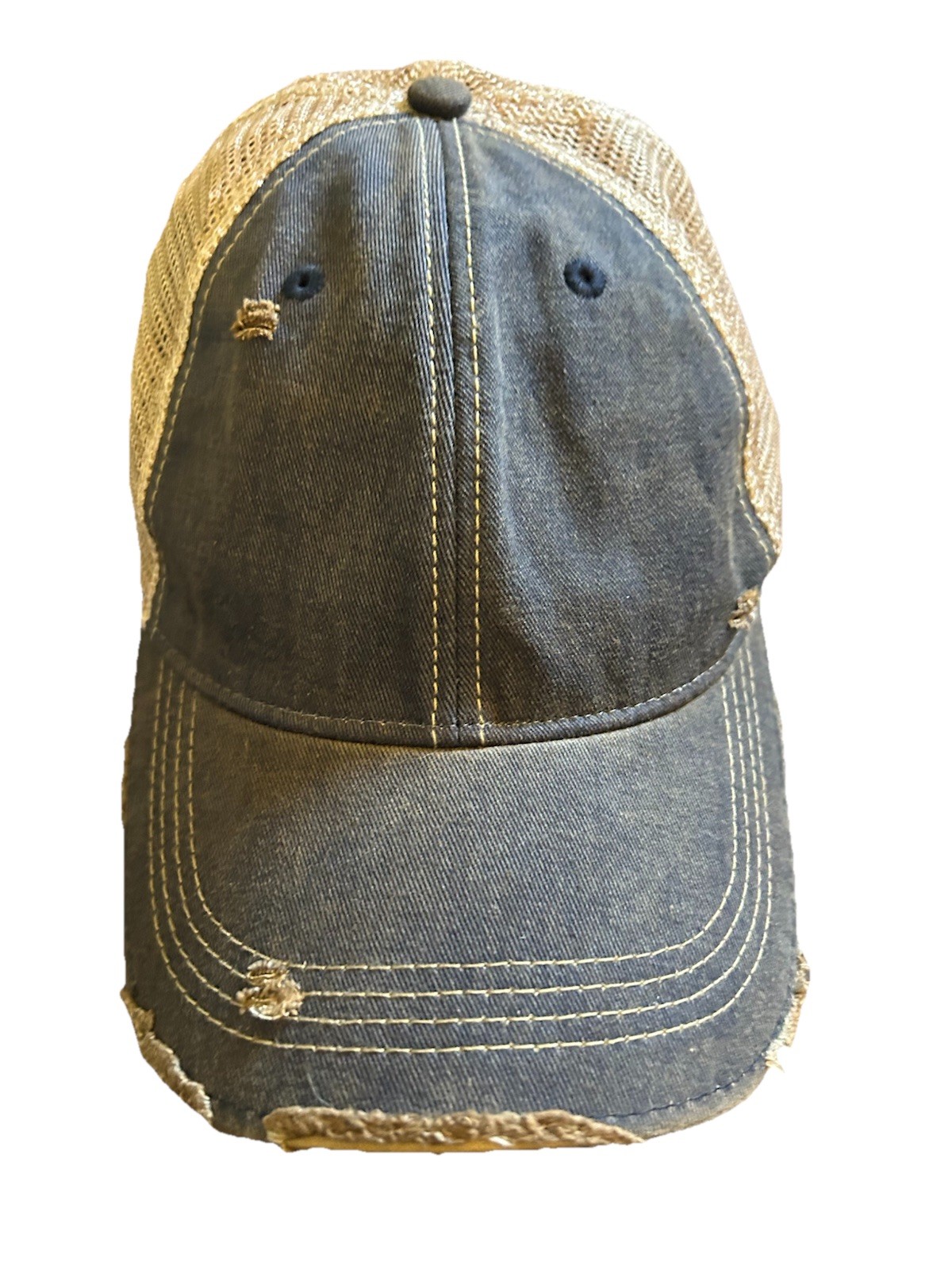 Headmost Snapback Hat Blue One Size Adjustable Mesh Back Distressed 6 Panel New