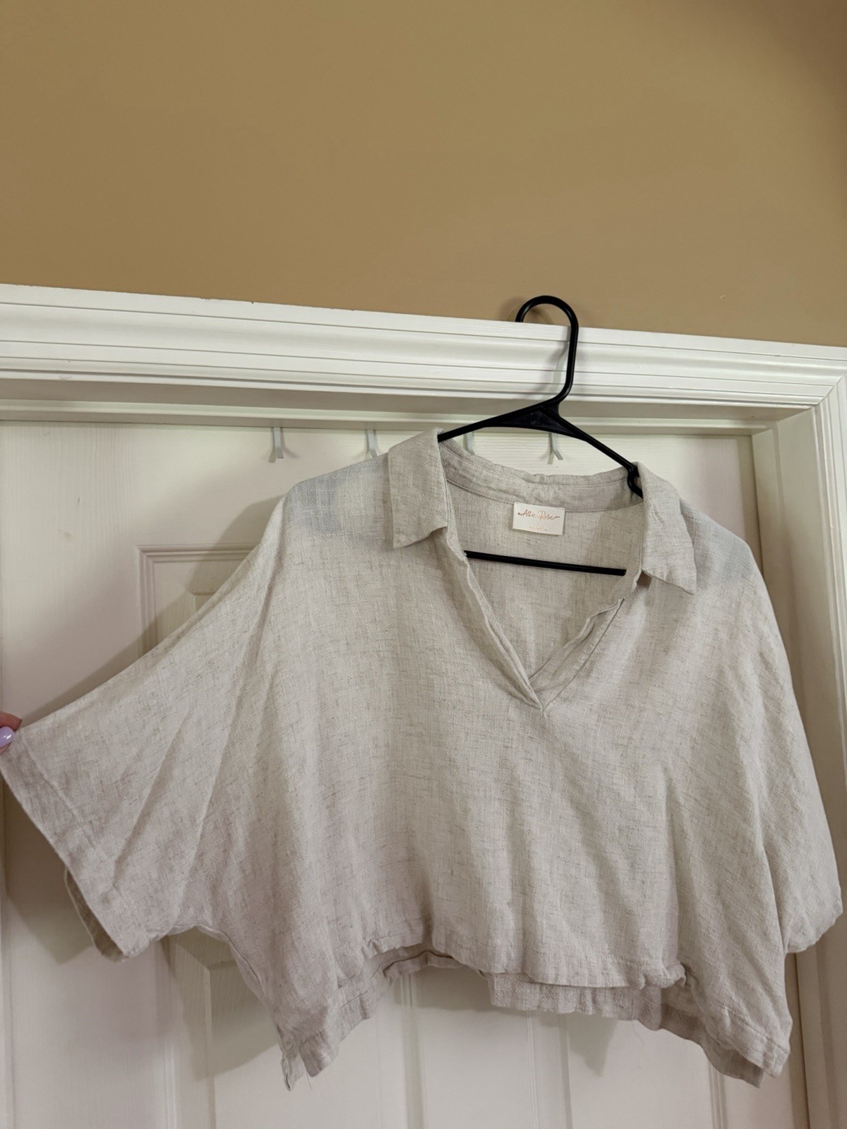 Linen Cream Crop Top Large