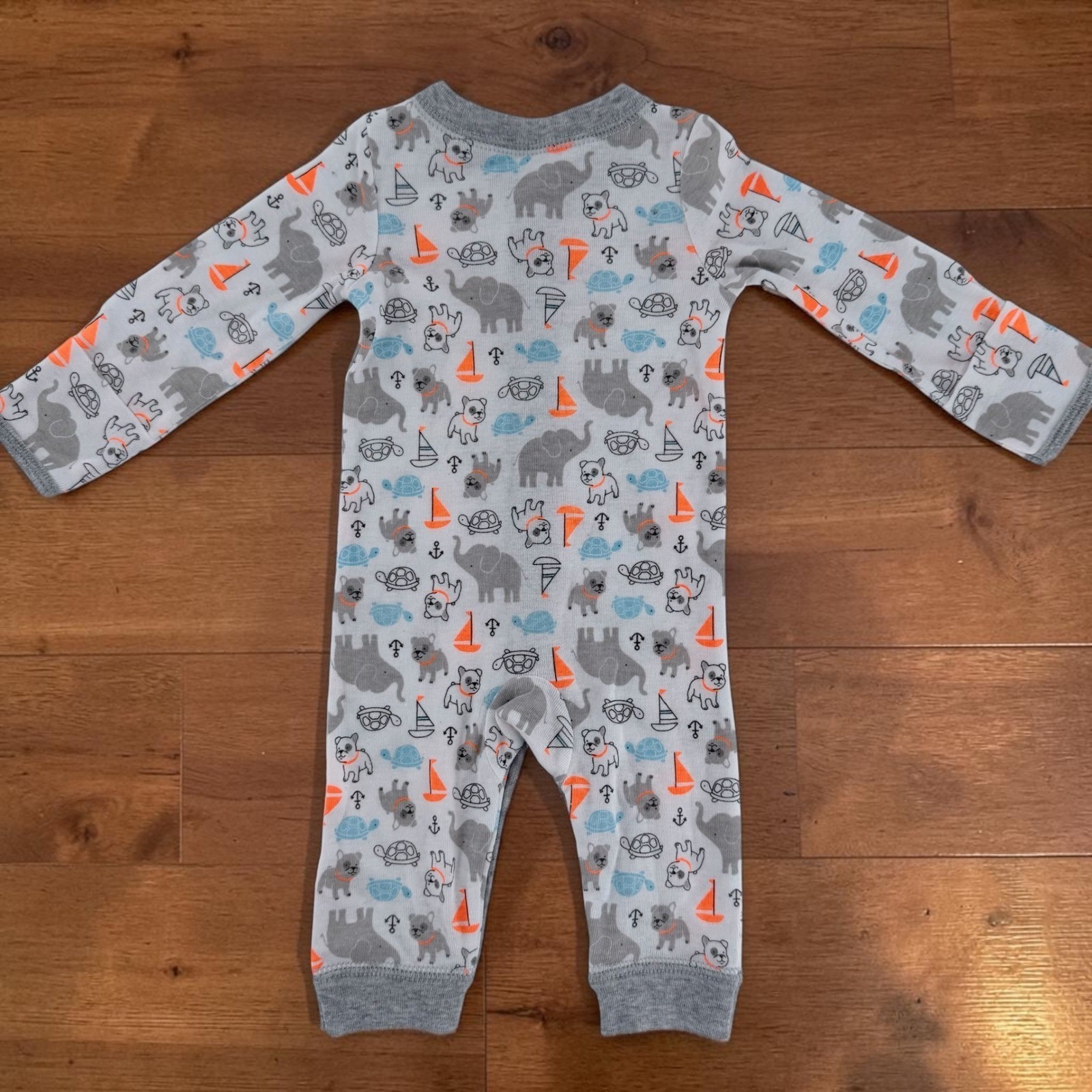 Carter’s Newborn 2-Pack Footless Snap Rompers Fold Over Mittens Animal Print
