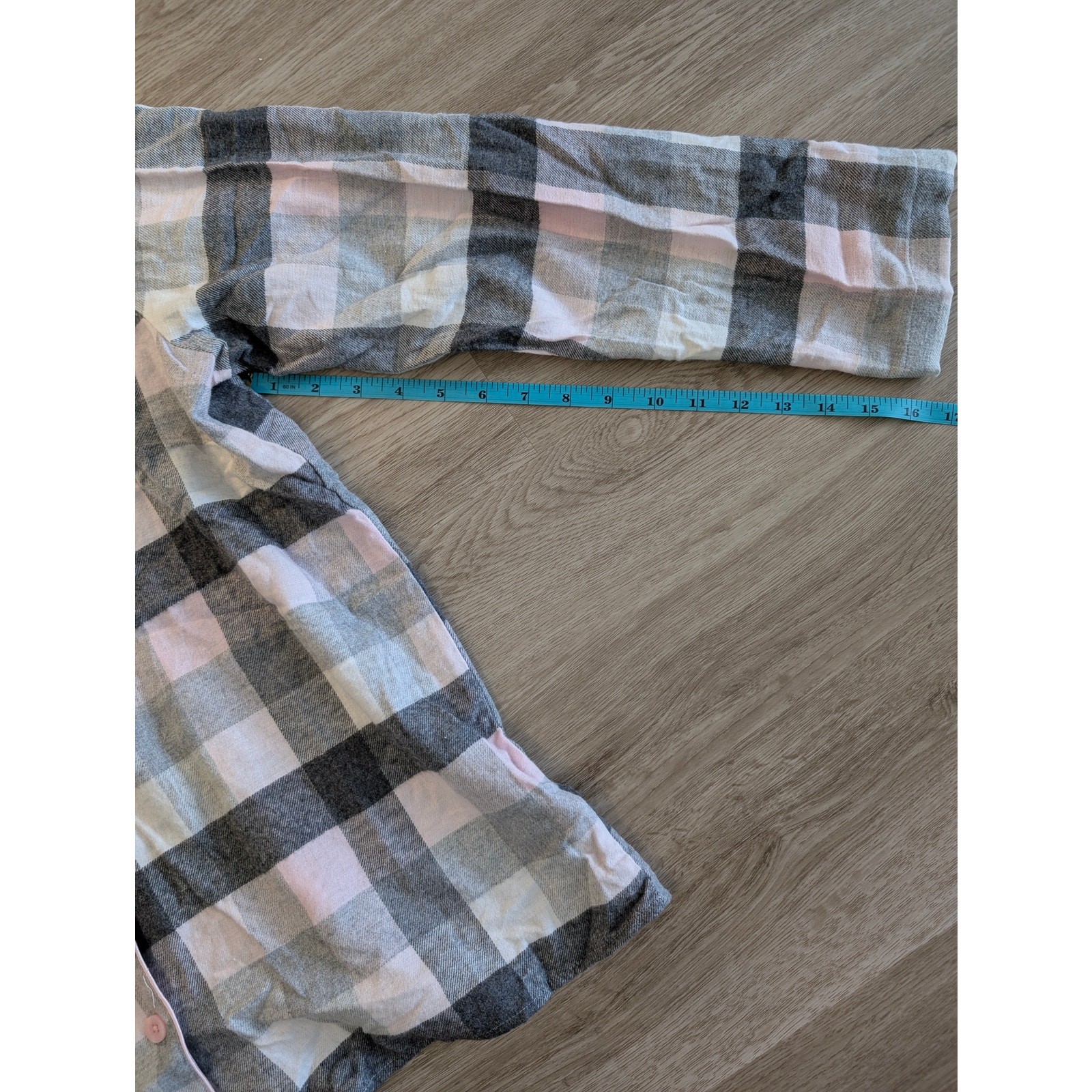 Croft & Barrow Pajama Set Womens Large L Pink Grey Plaid Cotton Sleepwear 2pc