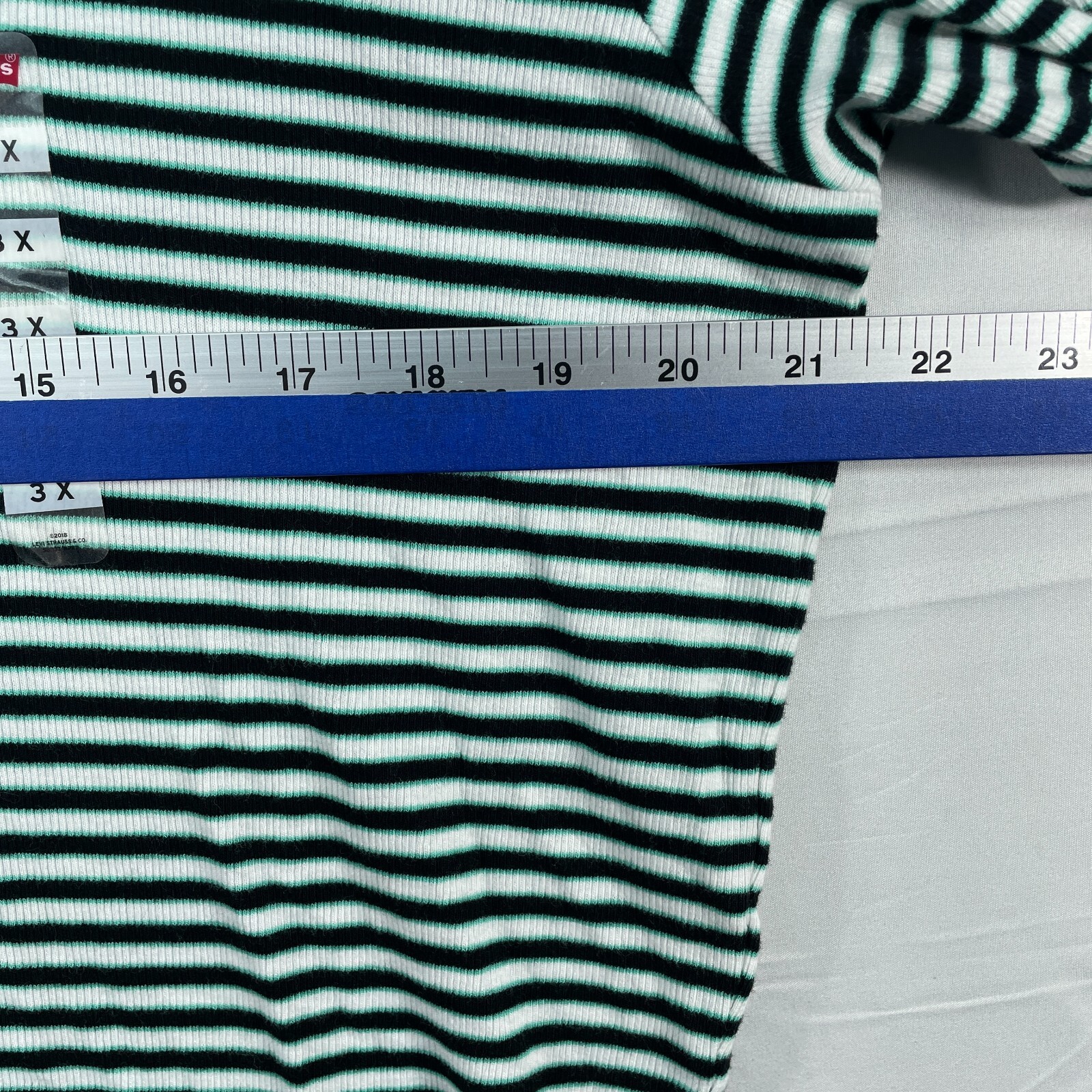 Levis Shirt Womens Plus size 3X Green White Black Striped Turtleneck Ribbed New