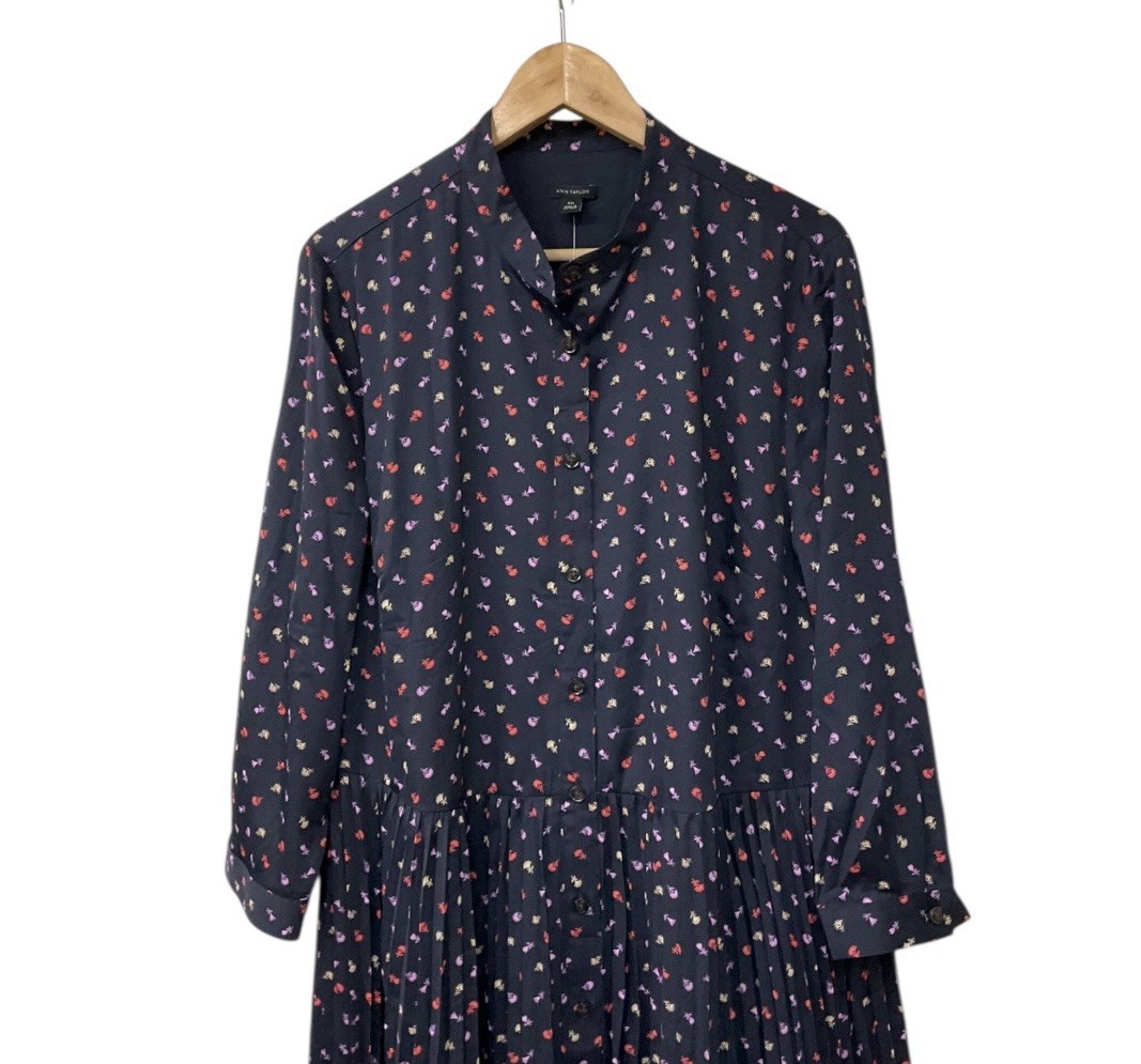 NWT Ann Taylor Floral Pleated Night Sky ShirtDress XXL