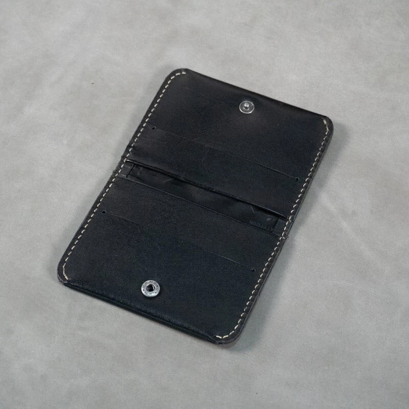 Genuine Ha Handmade Full Grain Pure Leather Bifold Vertical Wallet for Men, Slim