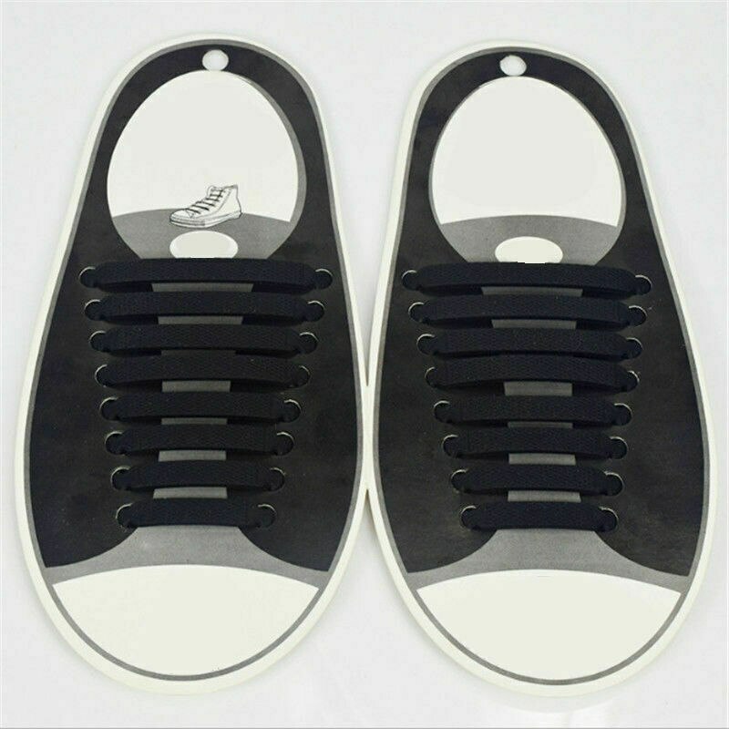 16Pcs Easy No Tie Shoelaces Elastic Flat Lazy Silicone Shoe Lace Strings Adult