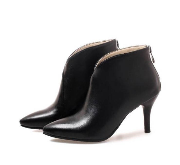 Women’s Kitten Heels Ankle Boots Faux Leather Formal Casual Office Work OL Shoes