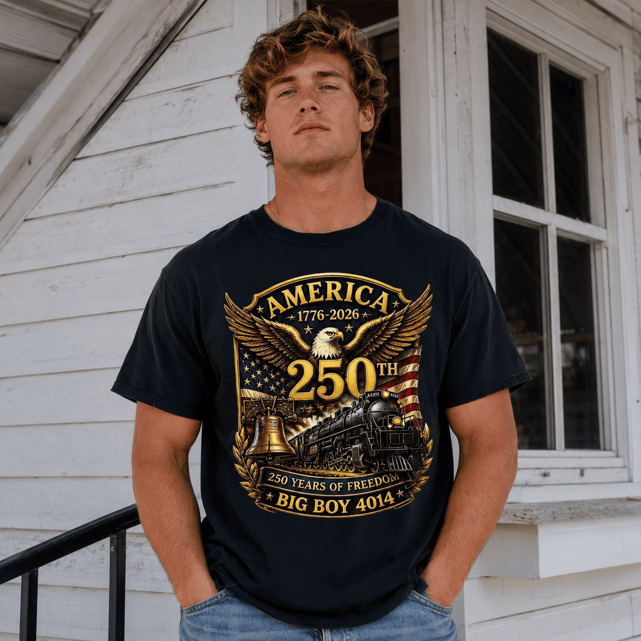 Big Boy 4014 Train USA 250th Anniversary Patriotic 1776-2026 T-Shirt