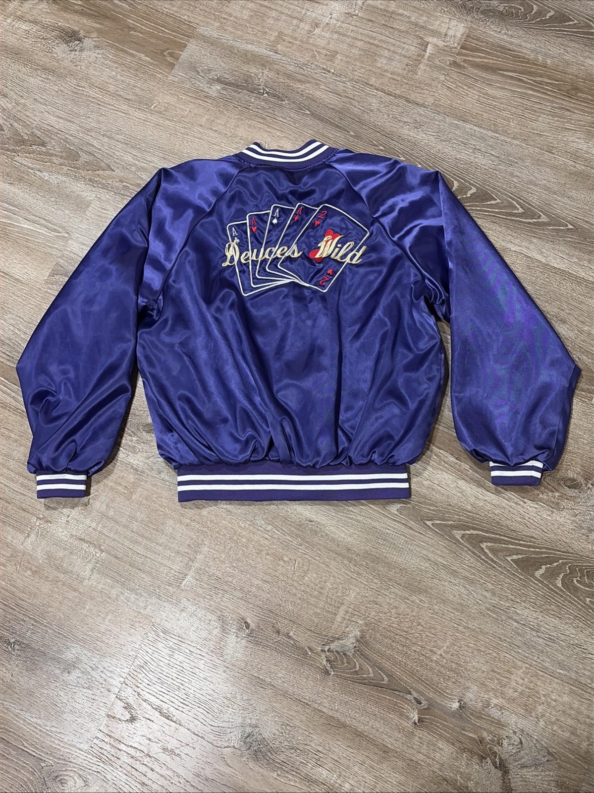 Vtg Hartwell Bomber Jacket Mens Sz Xl Purple USA Deuces Wild Retro Custom Jacket