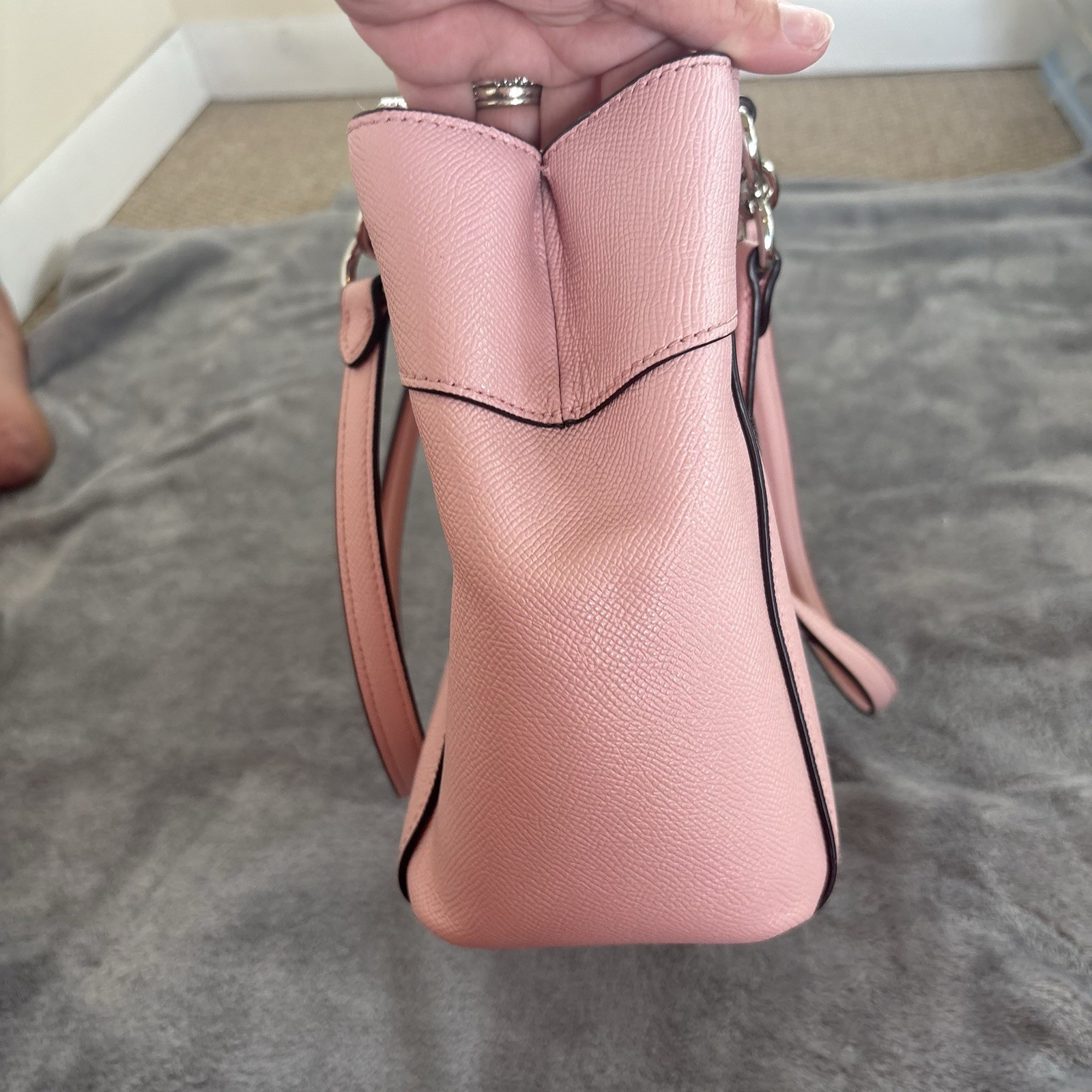 Coach Brooke Carryall Blush Pink Crossgrain Leather Satchel Bag