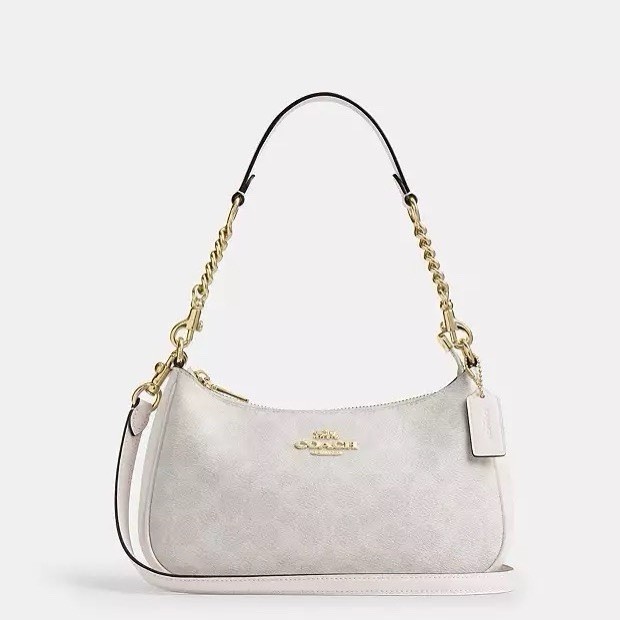 NWT Coach Teri Shoulder Bag In Signature Canvas CV933 Gold/White/Chalk