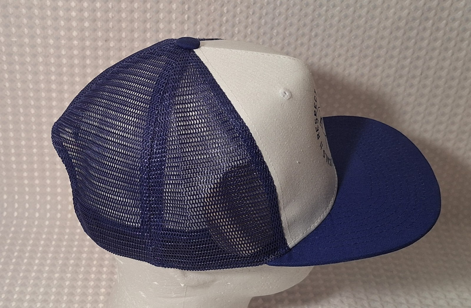 PADI Respect The Locals Shark White Blue Cap Hat Ocean Bound Plastic Diving New