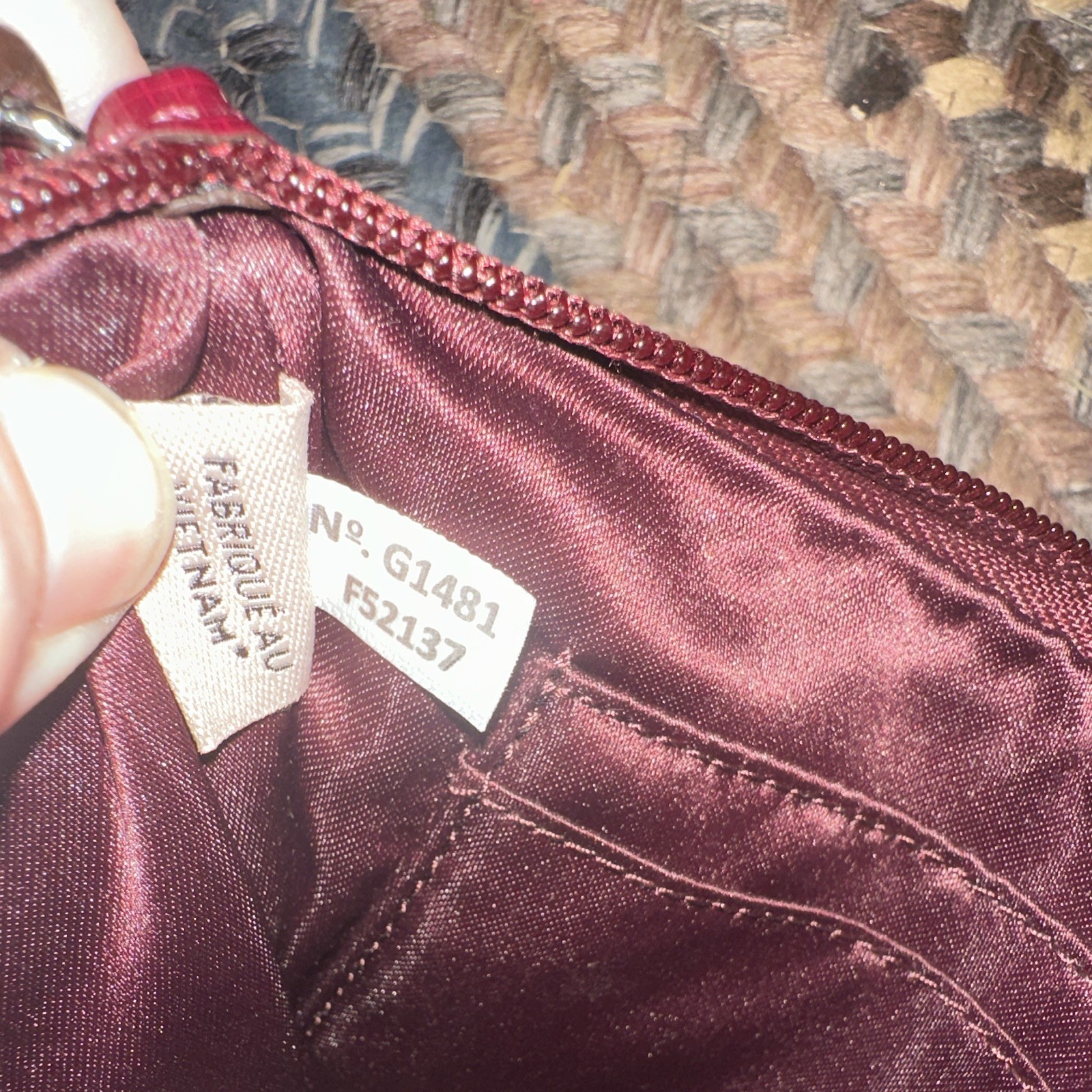 Coach Burgundy Solid Wristlet Pouch w/ Bow Accent, Zipper & Wrist Strap
